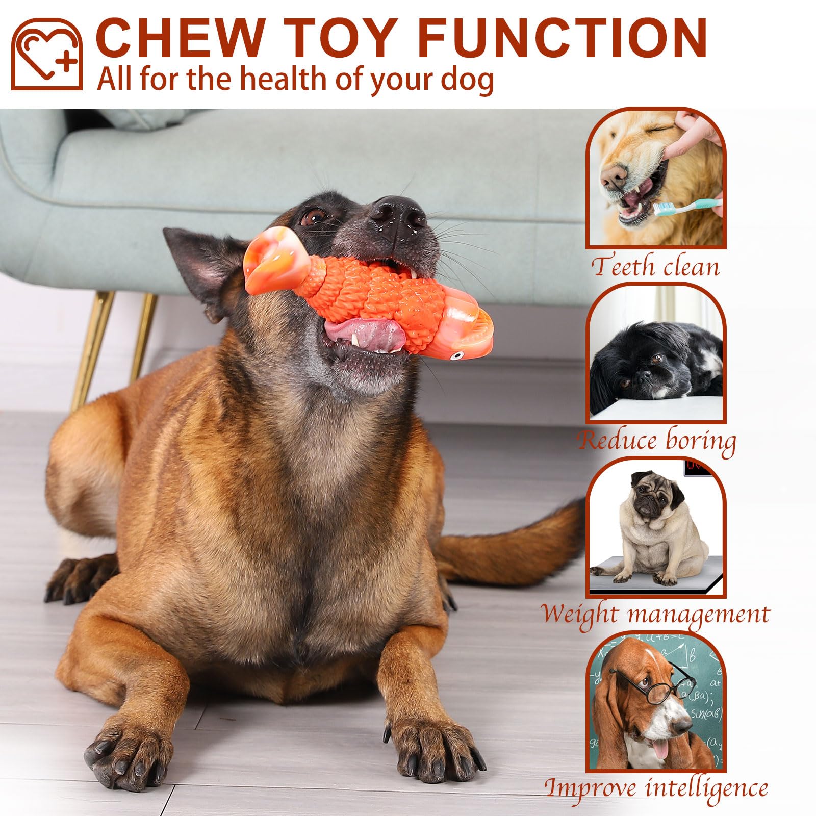Boyoyo Indestructible Dog Toys For Aggressive Chewers Large Breed, Dog Chew Toys For Aggressive Chewers, Tough Dog Toys For Large Dogs Aggressive Chewers, Large Dog Toys, Squeaky Dog Toys For Dogs
