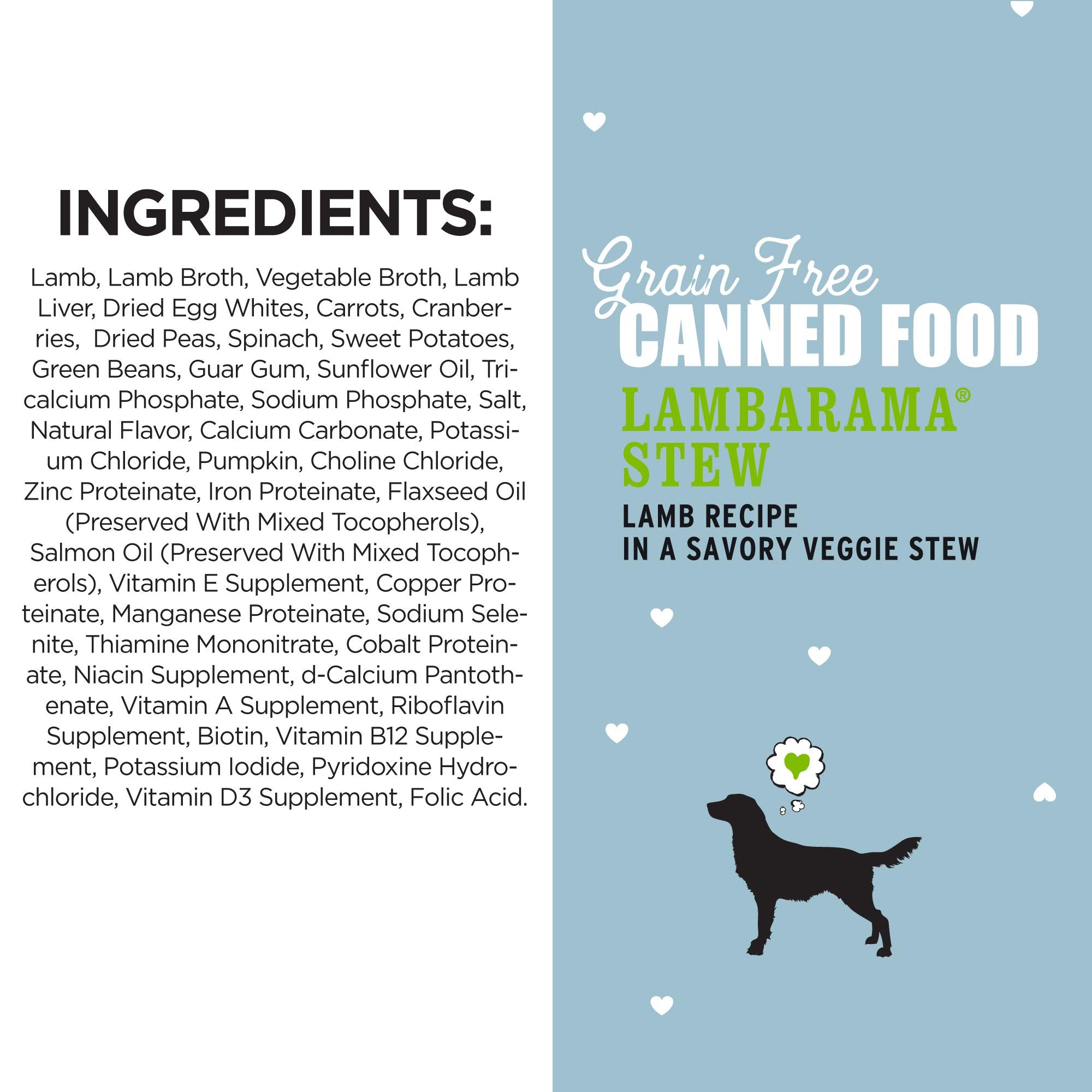 I AND LOVE AND YOU Wet Dog Food - Lambarama Stew - Lamb Recipe, Grain Free, Filler Free 13oz can, 12pk