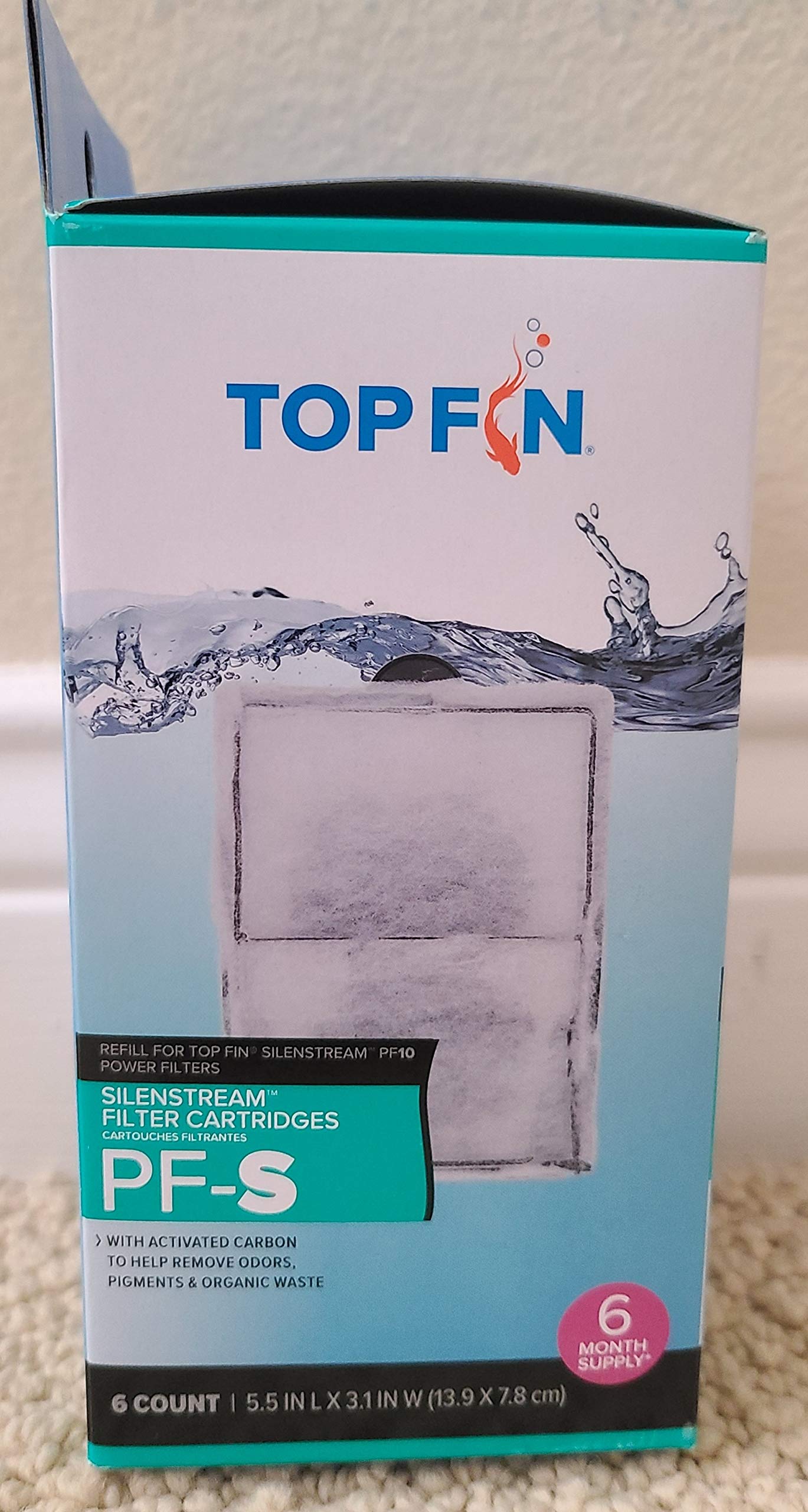 Top Fin Silenstream Pf-S Small Filter Cartridges (6 Count) Refill For Pf10 Power Filters (5.5In X 3.1In)
