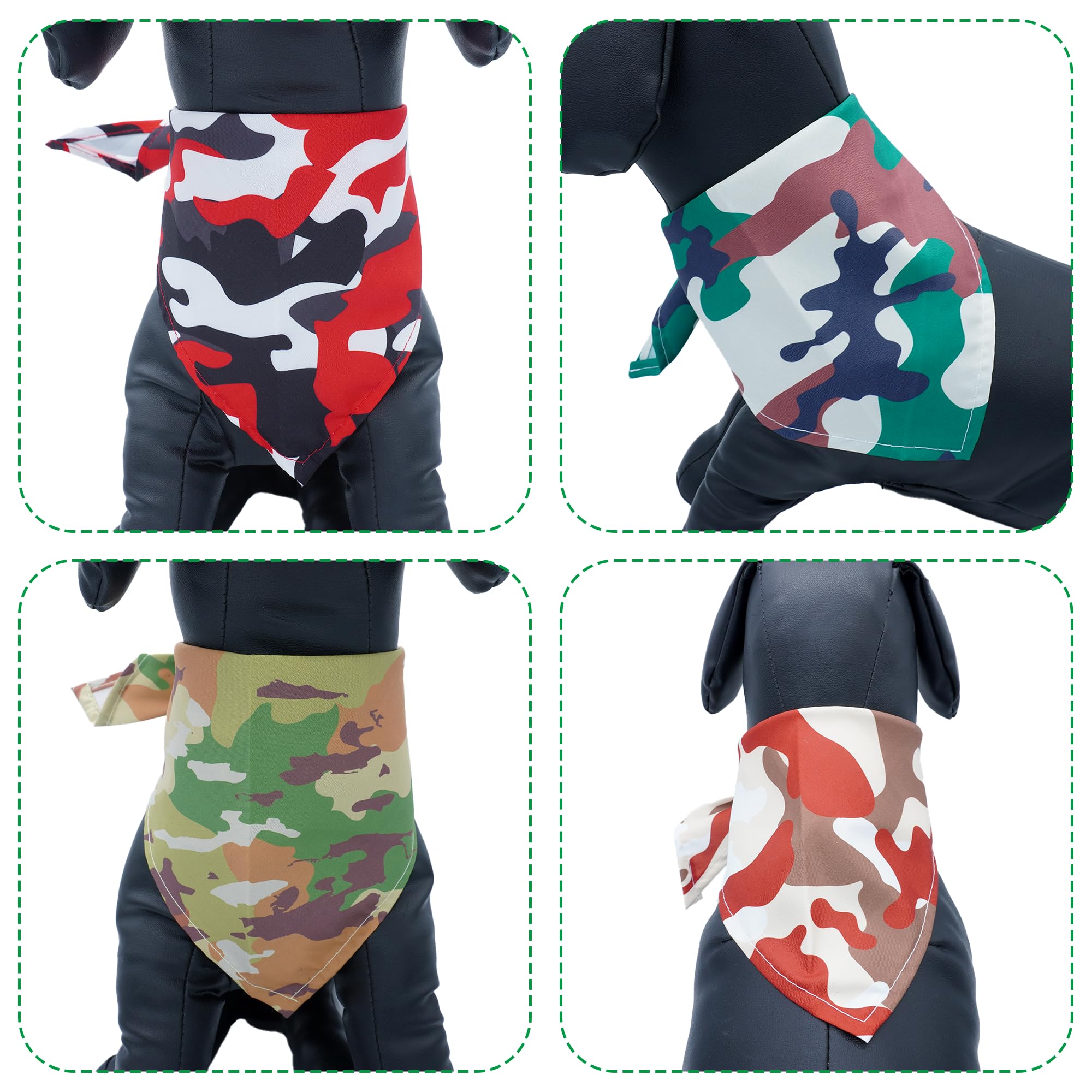 JpGdn 10PCS Dog Bandanas Camouflage Camo Military for Medium Breed Dog Pink Purple Yellow Blue Kerchief Triangle Bibs Head Scarv