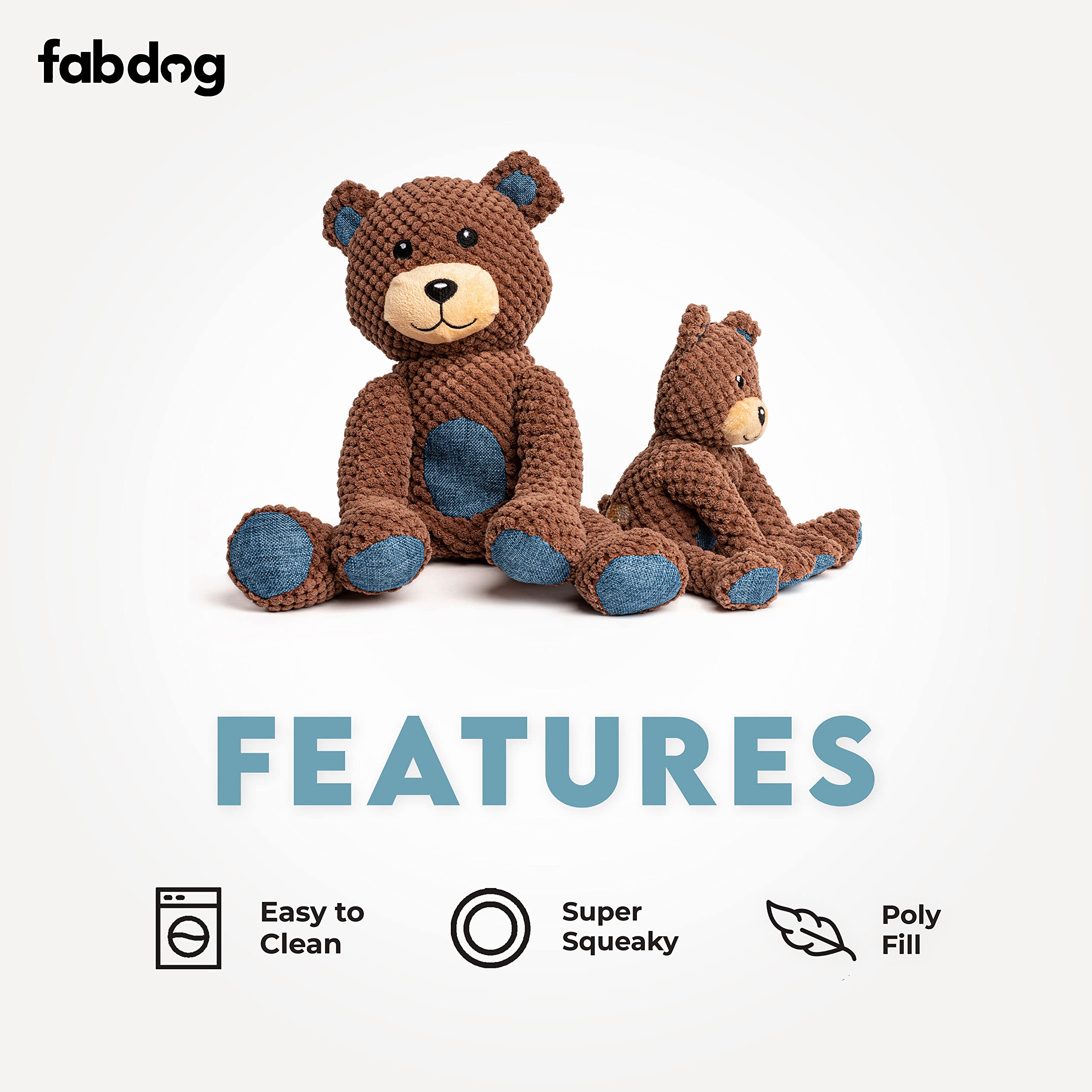 fabdog Floppies Plush Dog Toy - Cute & Durable Squeaky Dog Toys - Best Squeak Toy for Puppies and All Breeds | Ideal Pet Gift| L