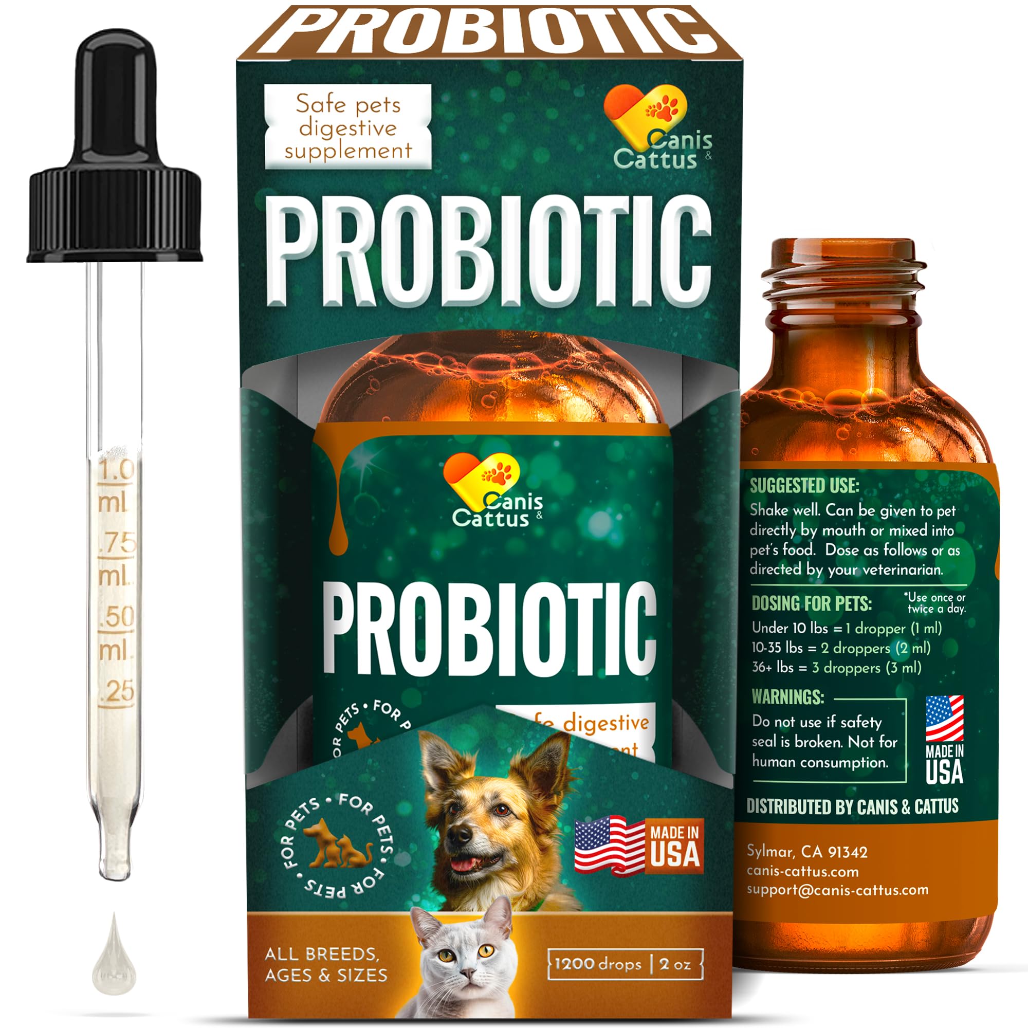 Liquid Probiotics for Dogs of All Ages - Probiotics for Cats to Support Digestion Well-Being - Enzyme Blend in The Composition -