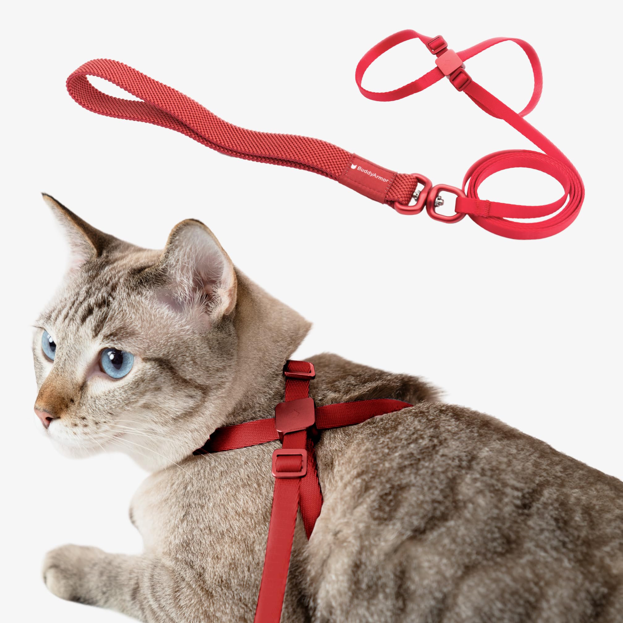 Buddyarmor Cat Harness And Leash 2-In-1, Escape Proof Anti-Chocking Harness Adjustable Lighweight Leash For Walking Outoor Train