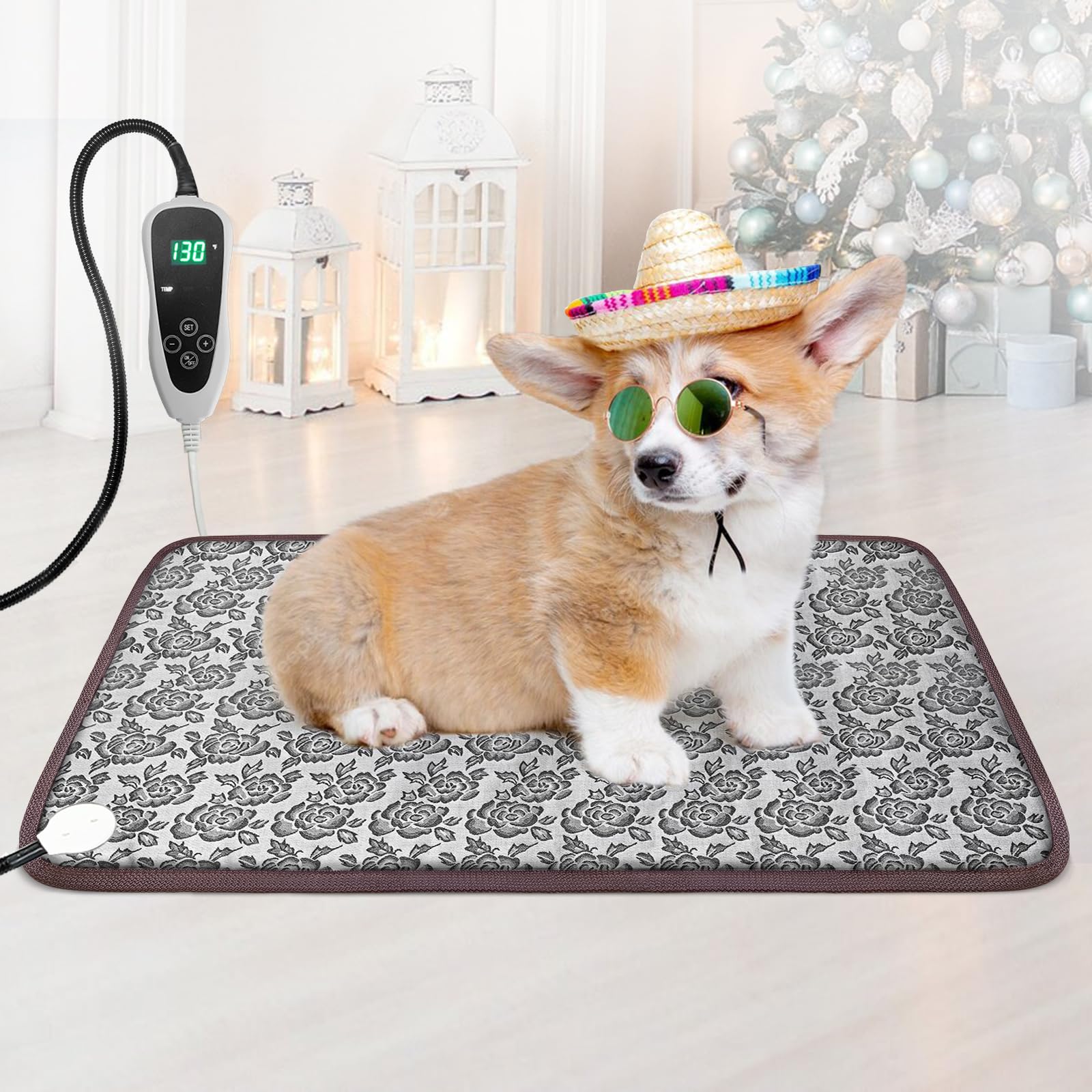 GOLOPET Pet Heating Pad 22x18 in with Smart Thermostat Switch and Power Line Protection Tube,Obtained MET and UL Dual Certificat