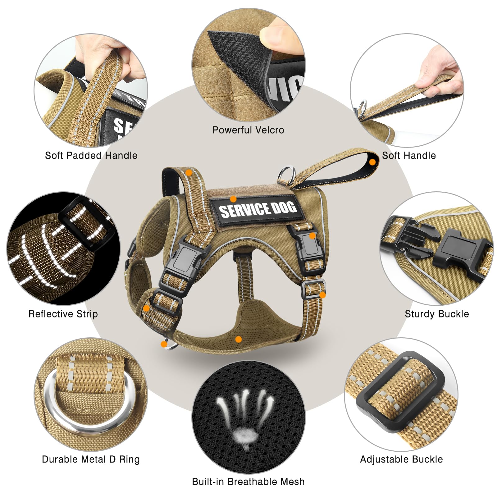 Winsee Tactical Dog Harness, No Pull Dog Harness For Medium Large Dogs With Handle & Molle, Military Service Dog Vest Harness In