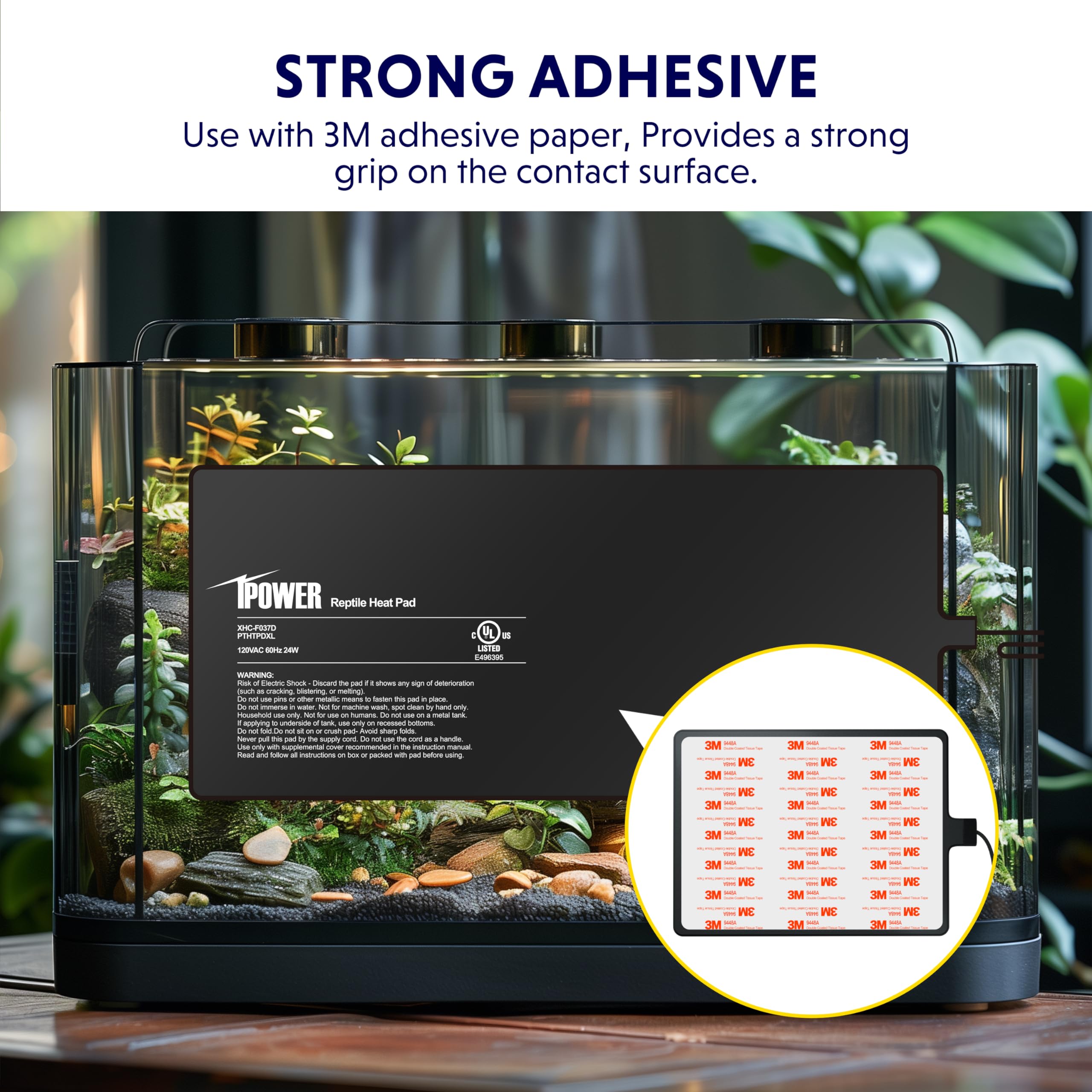 Ipower 8 By 18-Inch 24W Reptile Heat Mat, Lcd Digital Aquarium Thermometer, Under Tank Warmer Terrarium Heat Pad For Turtles Liz
