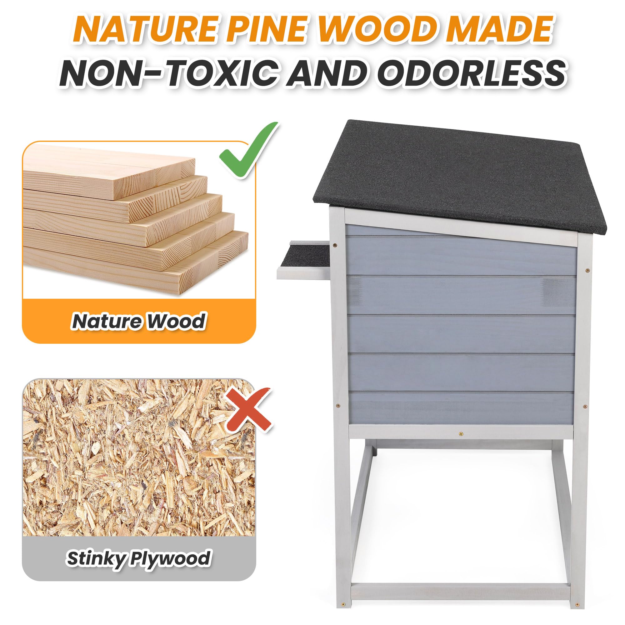 Raised Outdoor Cat House, Weatherproof Cat Shelter For Outside With Insulated All-Round Foam, Feral Cat Enclosure Openable Top,