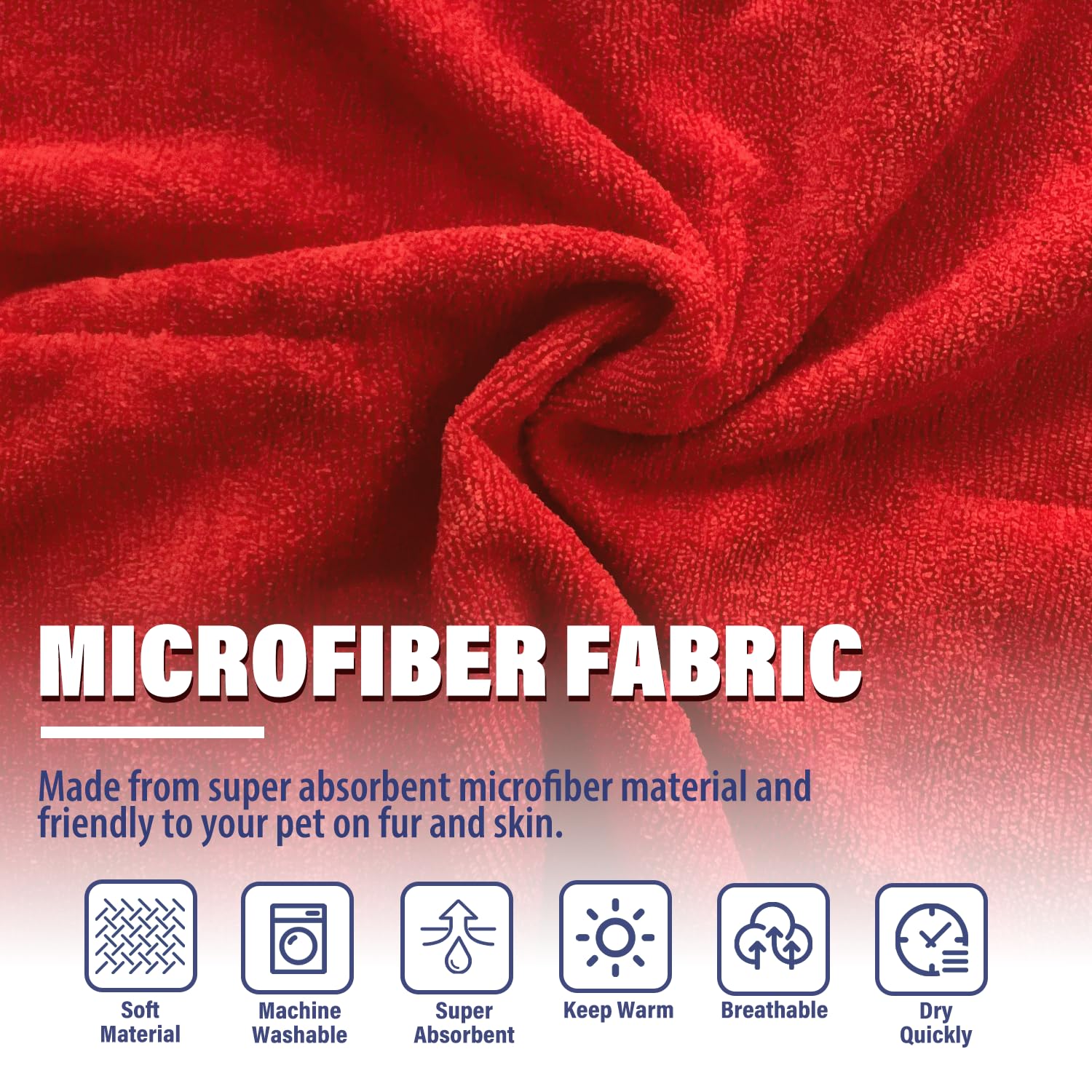 Hhimyoct Dog Drying Coat - Fast Drying Dog Towel Robe - Microfiber Super Absorbent Pet Bathrobe, Adjustable Collar Fast Drying C