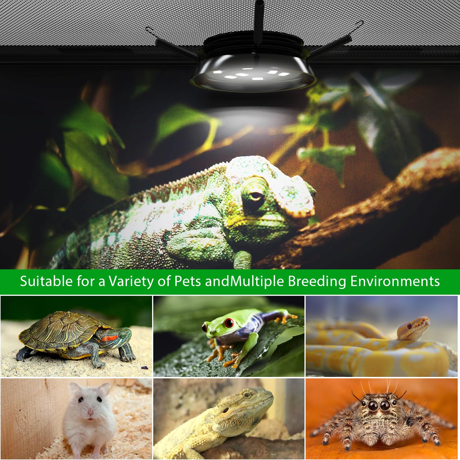 Alantop 6In Adjustable Uvb/Uva Reptile Light With Timer & Dimmer - For Reptiles For Rainforest & Desert Reptile, Python, Turtles