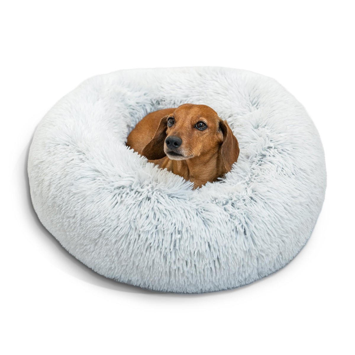 Best Friends By Sheri The Original Calming Donut Cat And Dog Bed In Shag Fur Frost, Small 23X23