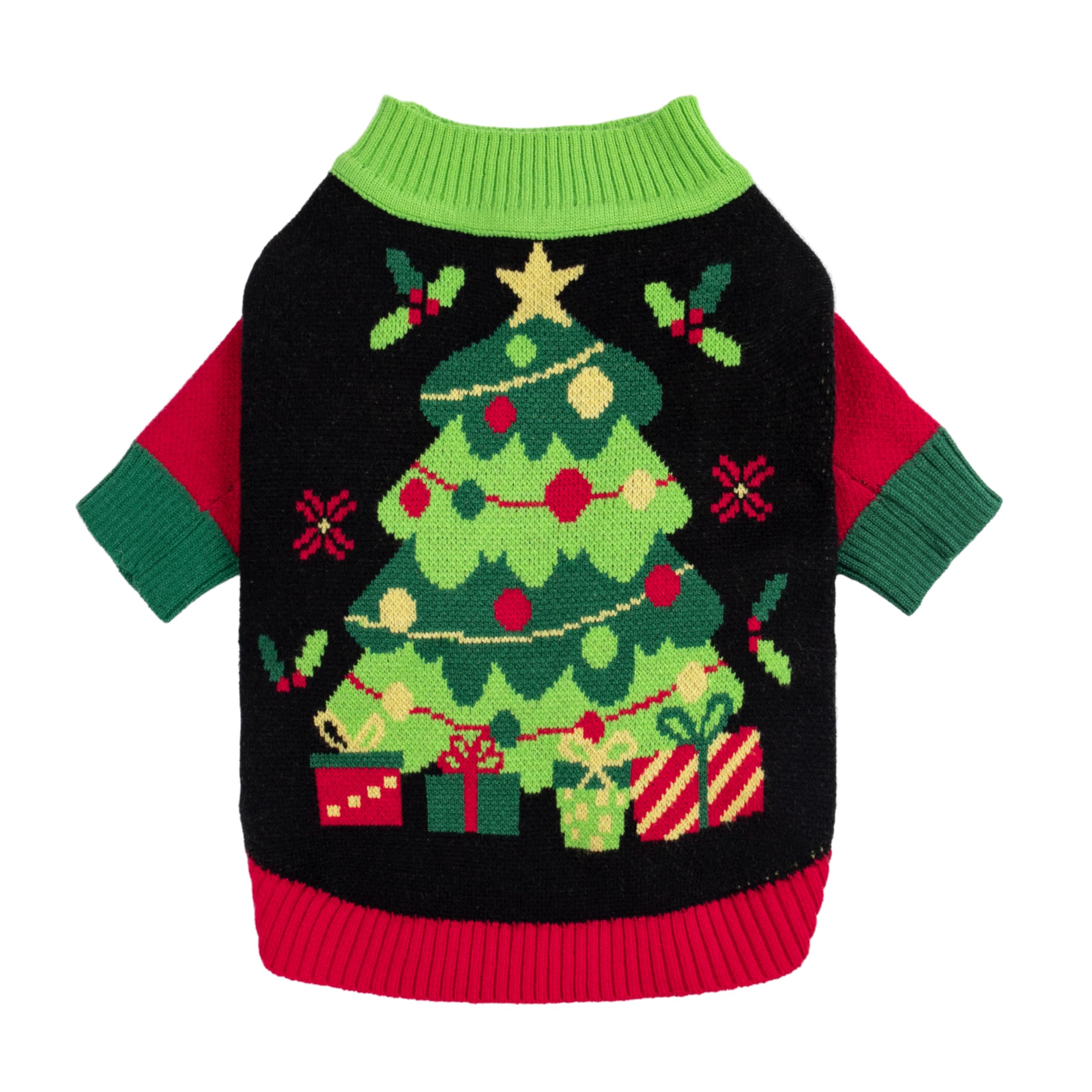 Fitwarm Cozy Dog Christmas Sweater, Thermal Winter Clothes For Small Dogs, Boy & Girl, Holiday Pet Apparel, Black, Red, Green, Y