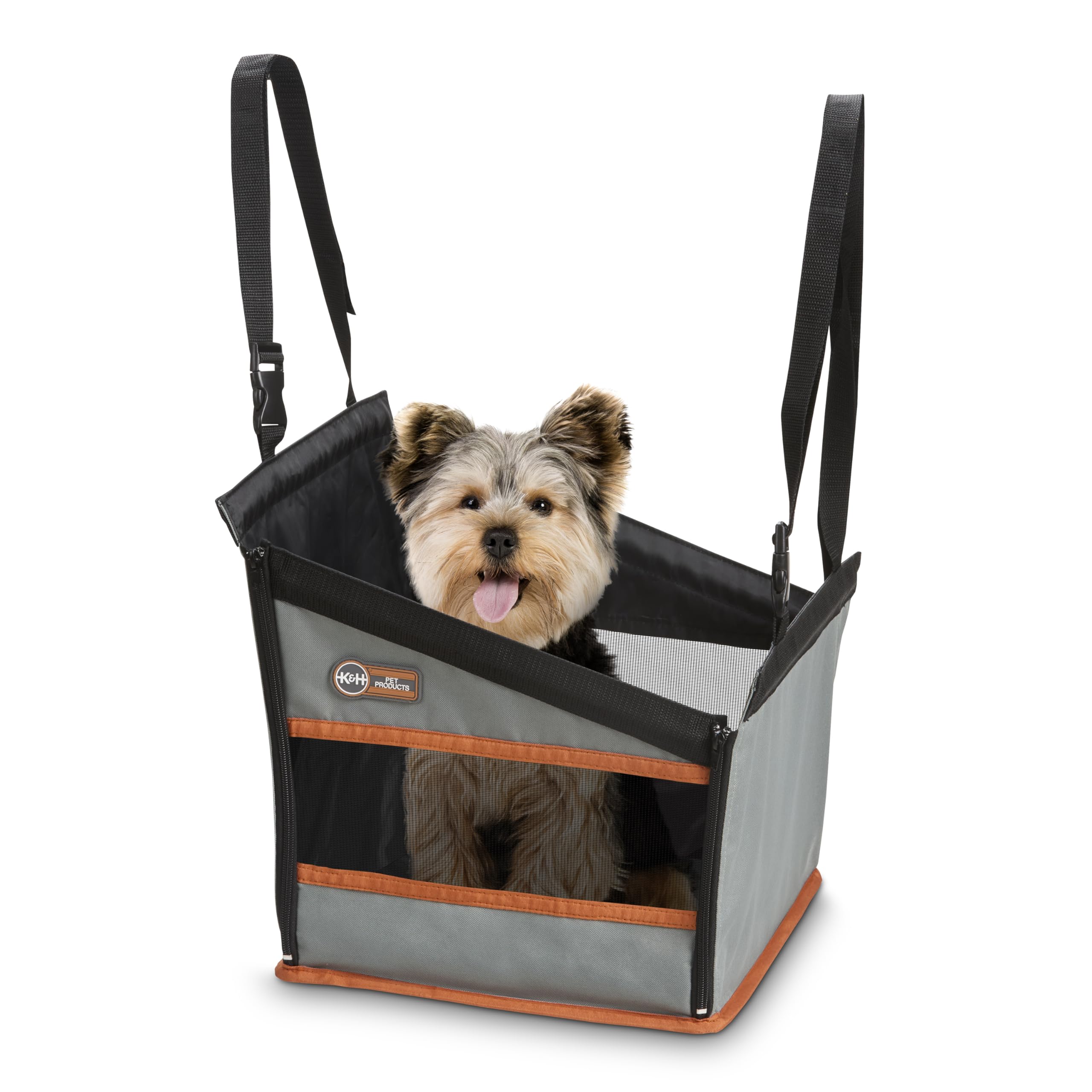 K&H Pet Products Buckle N Go Dog Car Seat for Small Dogs, Waterproof Fabric, Breathable Mesh Sides, Adjustable Seat Belt Leash,