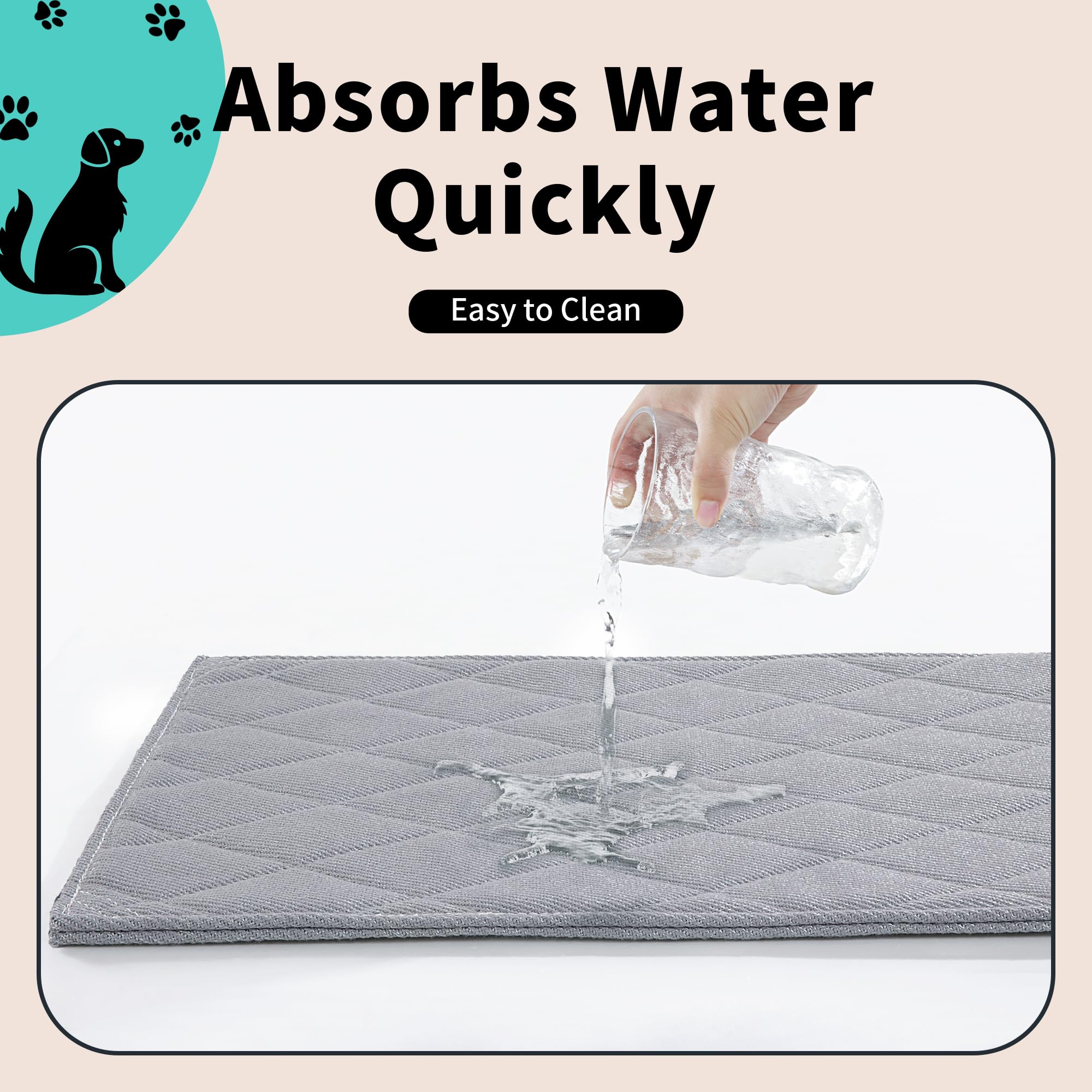 Mabozoo Indestructible Dog Beds, Chew Proof Dog Crate Pad For Aggressive Chewers,Machine Washable Quilted Dog Mat For Crate,Durable Dog Beds For Small Dogs,Grey Kennel Pad (22X35 In)