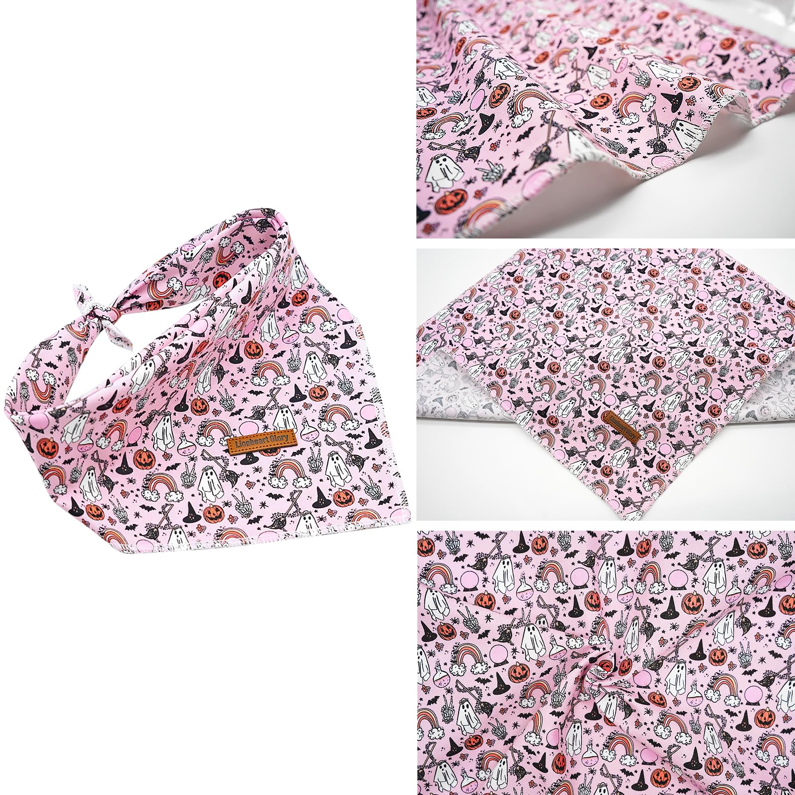 Lionheart Glory Dog Bandana Halloween 1 Pack Washable Soft Dog Scarf, Fall Bib Scarf Boy Girl Bandana Square Adjustable Dog Bandanas For Small To Large Dog Puppy