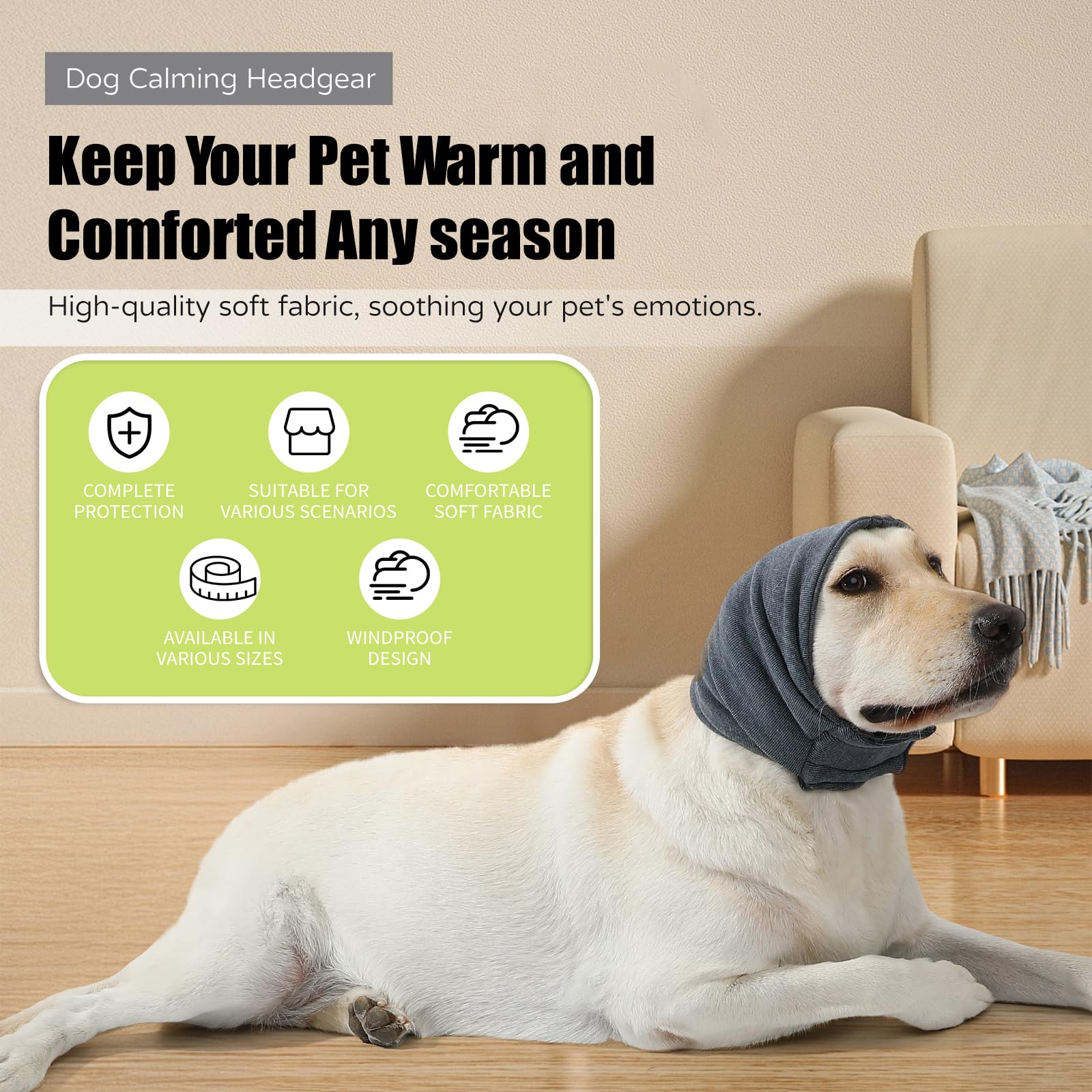 Kercynar Dog Reducing Noise Hoodies - Ear Covers for Bath, Thunderstorms & Anxiety Relief - Warm, Windproof Ear Cover Hat