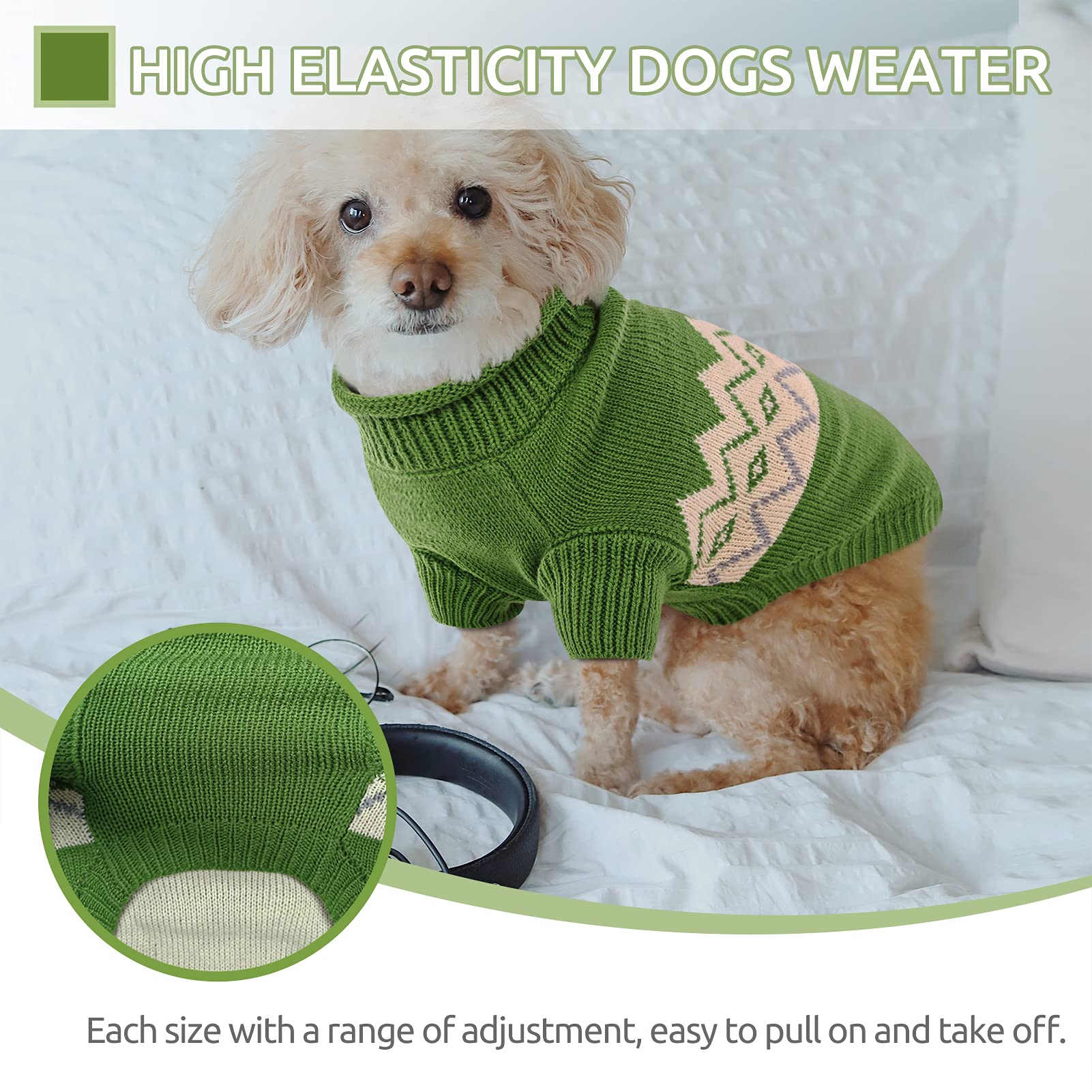 Queenmore Warm Dog Sweater, Soft Pet Knitwear, Knitted Pullover, Vlentines Day Gifts Winter Pet Clothes for Small Medium Dogs Ca