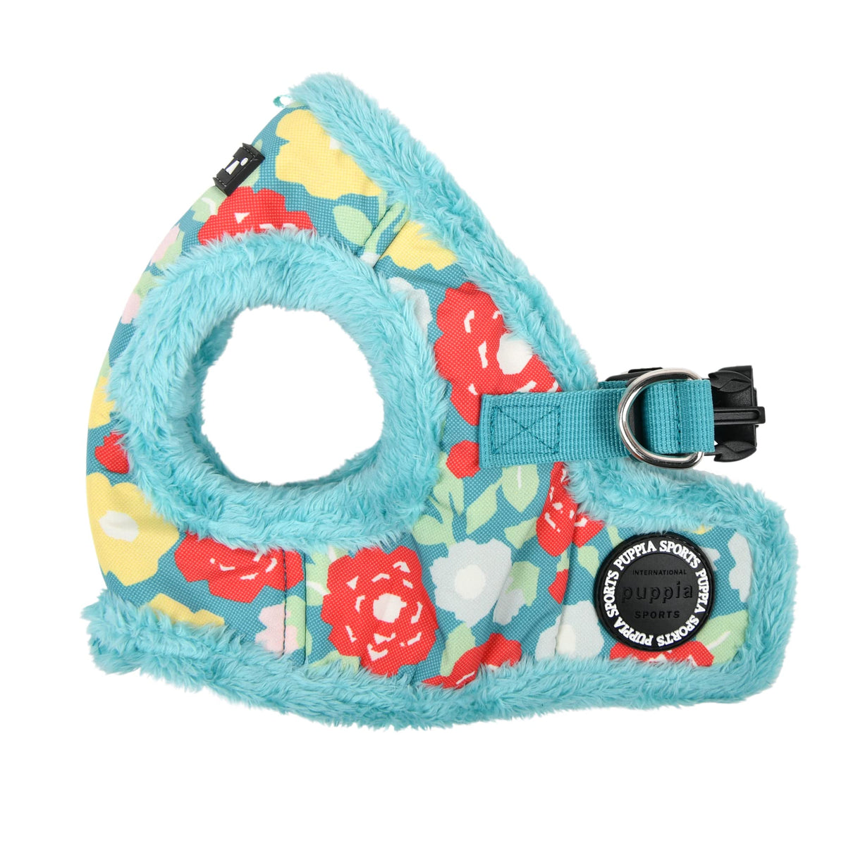 Puppia Alyssa Vest Dog Harness Step-In Warm Winter Flower Pattern For Small And Medium Dog, Aqua, Medium