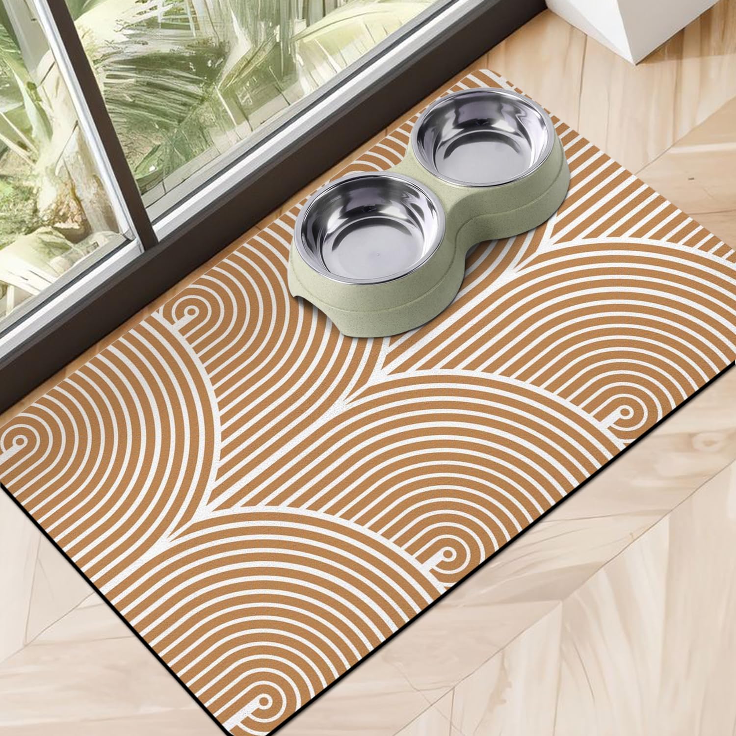 Eco-Friendly Pet Supplies: Absorbent Quick Dry Cat & Dog Food Mat, 16 x24 