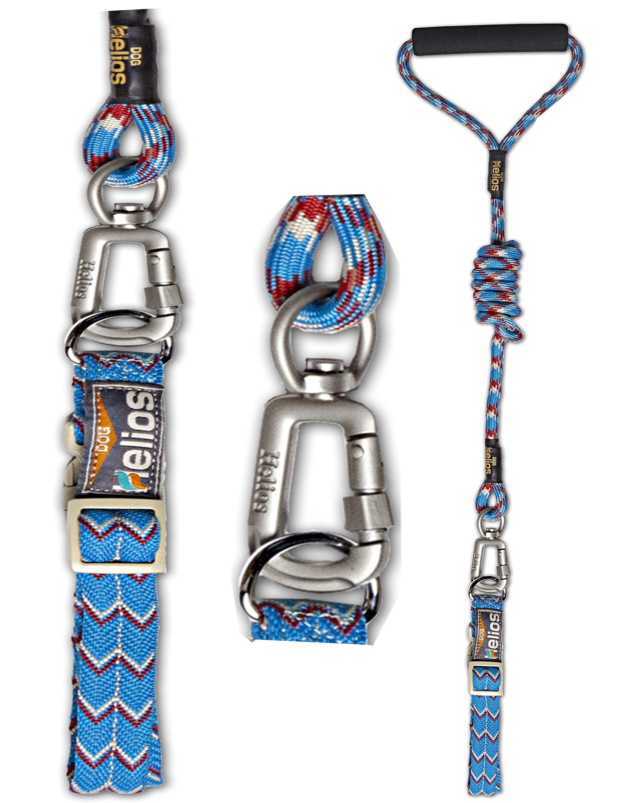 Helios Dura-Tough Easy Tension 3M Reflective Pet Leash And Collar, Medium, Blue