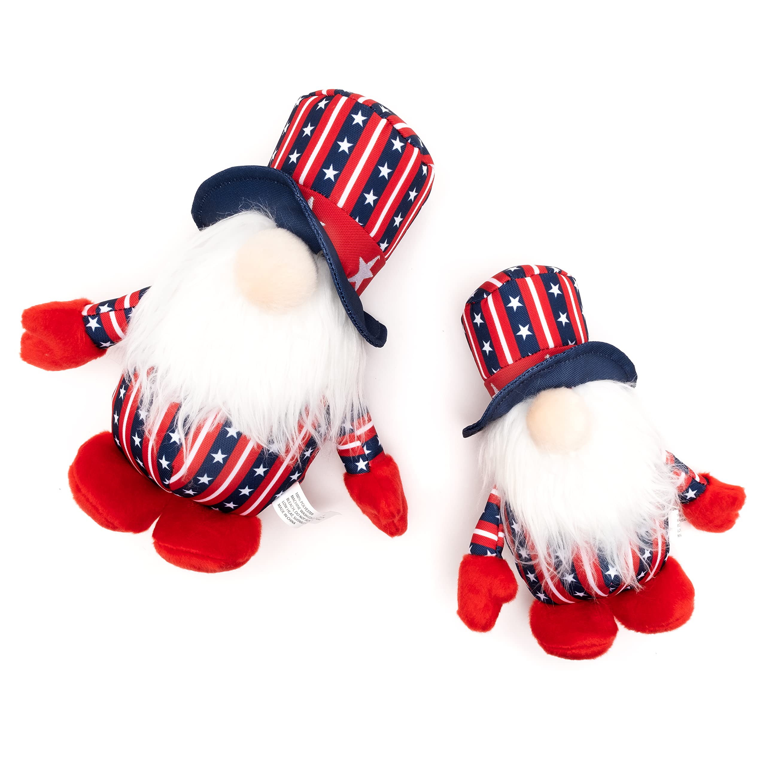 The Worthy Dog Uncle Sam Gnome Toy - Durable, Chomp-Resistant Chew Toy With Safe, Non-Toxic Material & Multiple Squeakers For Indoor & Outdoor Play