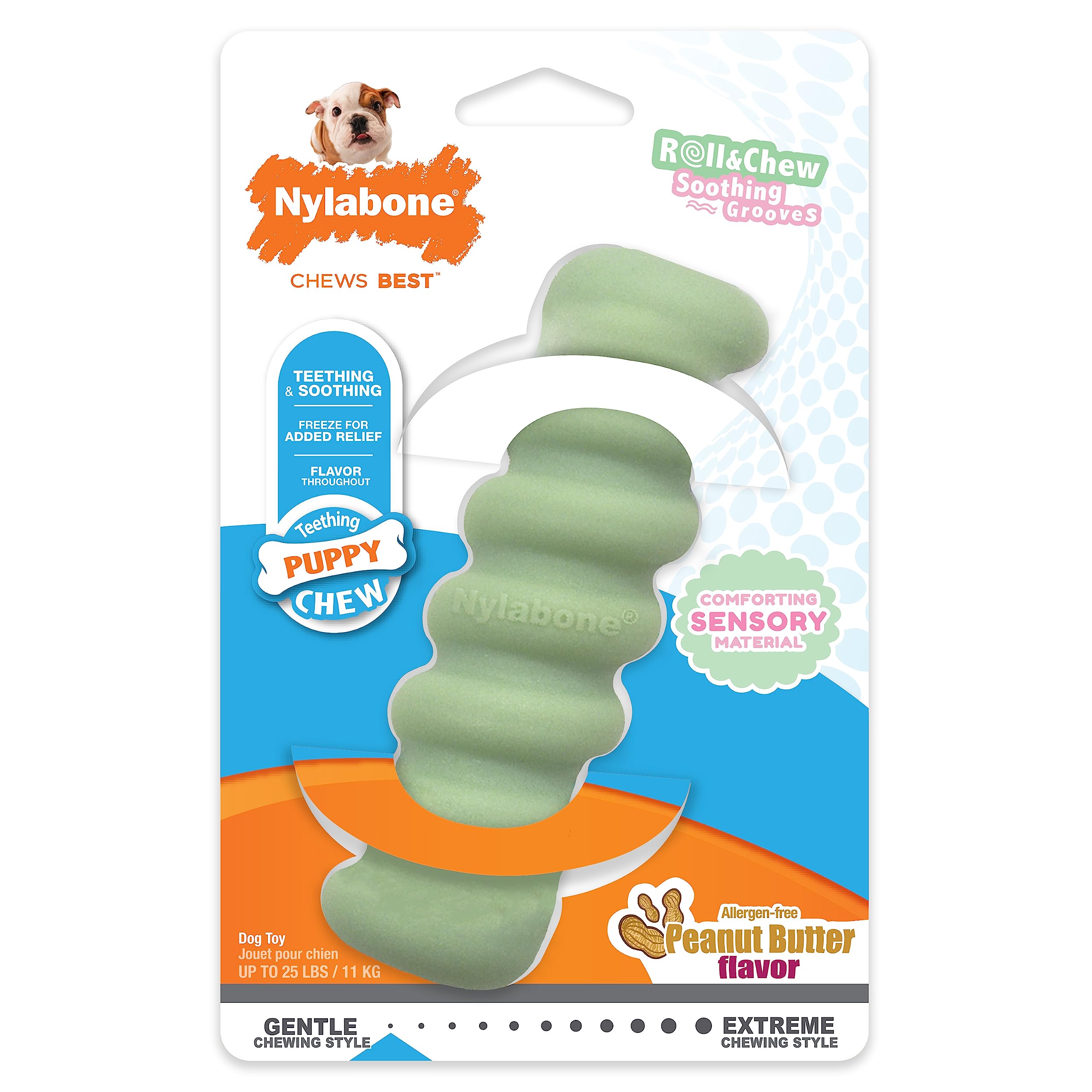 Nylabone Sensory Material Puppy Chew Toy Stick, Toys For Teething Puppies, Peanut Butter Flavor, Small - Up To 25 Lbs, 1 Count