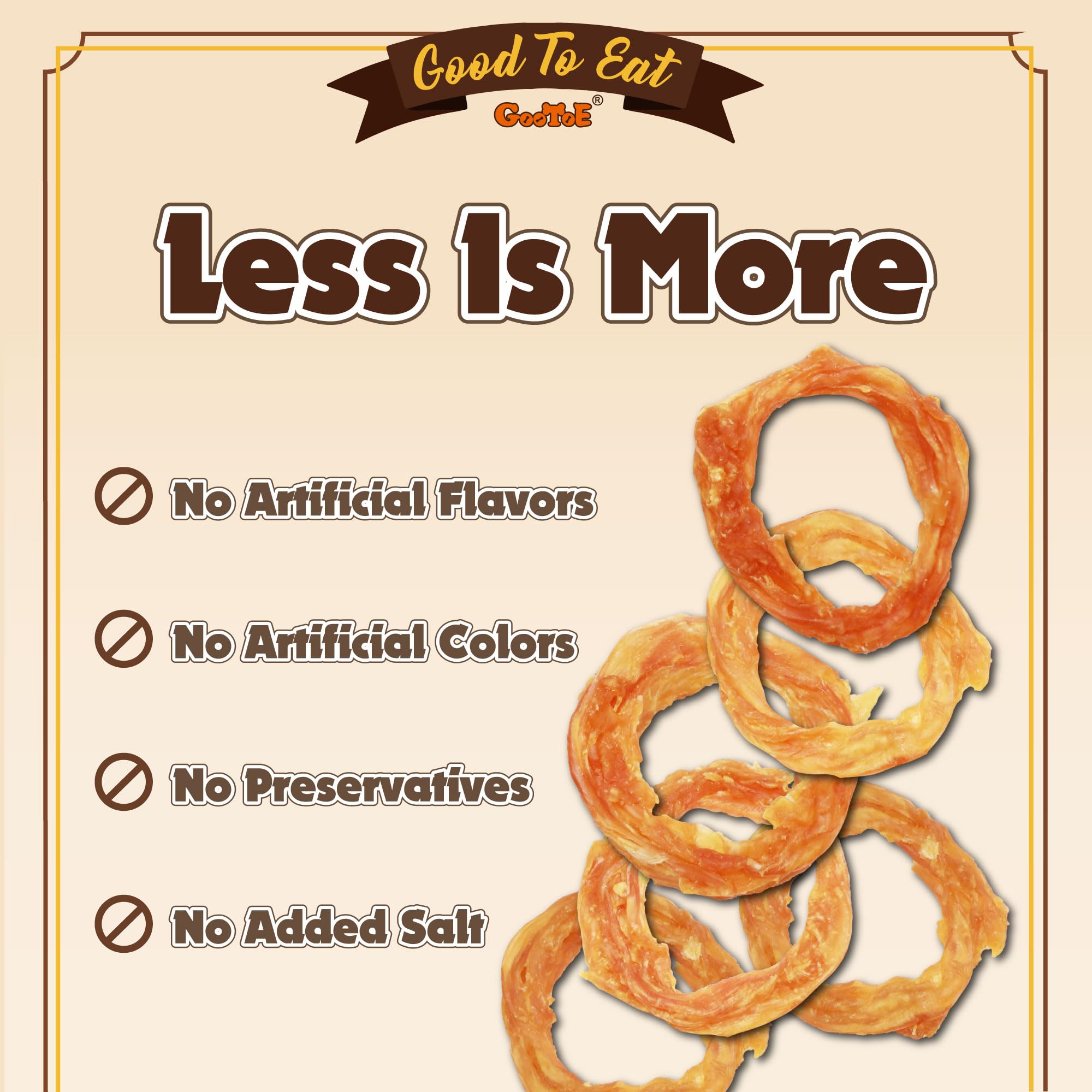 Gootoe Turkey Tendon Dog Treats, Ring (S) 1 lb, 100% USA Sourced Turkey, Natural Snack, Premium Puppy Chews, Hypoallergenic, Raw