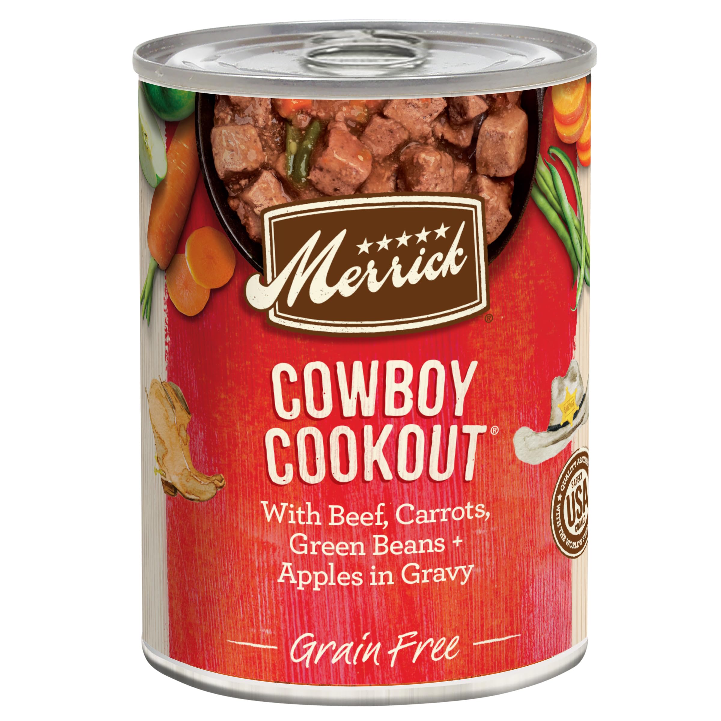 Merrick Grain Free Wet Dog Food, Premium And Wholesome Gluten Free Canned Adult Dog Food, Cowboy Cookout - (Pack of 12) 12.7 oz.