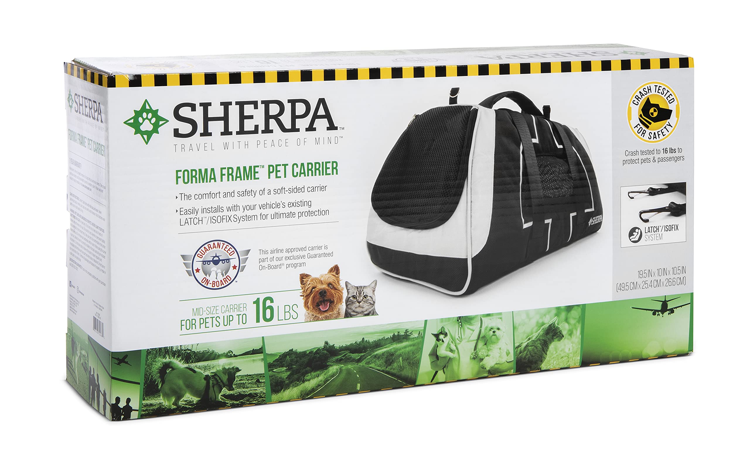 Sherpa Forma Frame Crash-Tested Travel Pet Carrier, Airline Approved & Guaranteed On Board - Black, Medium