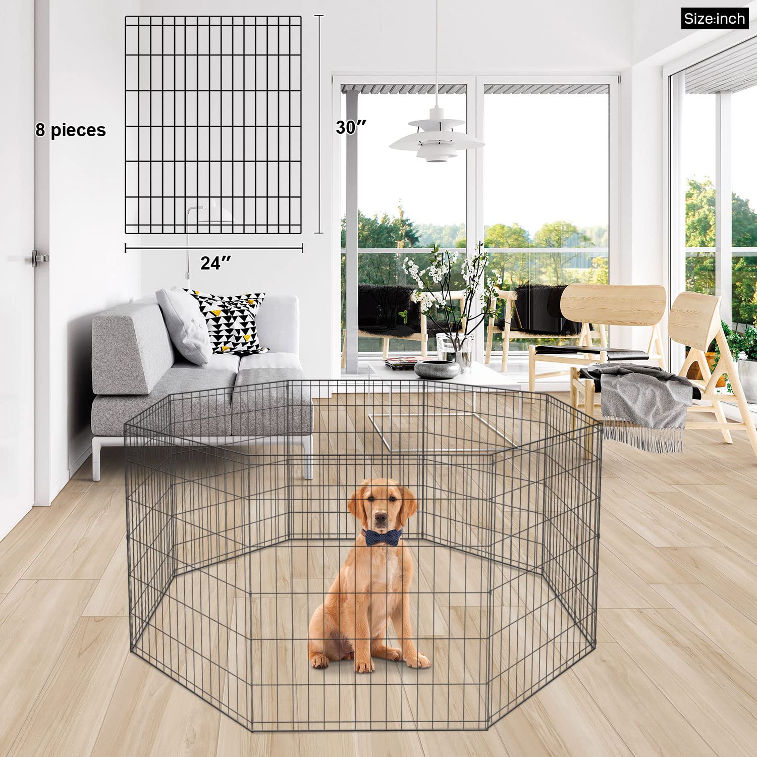 BestPet Metal Wire Playpen 30 Inch Tall Black