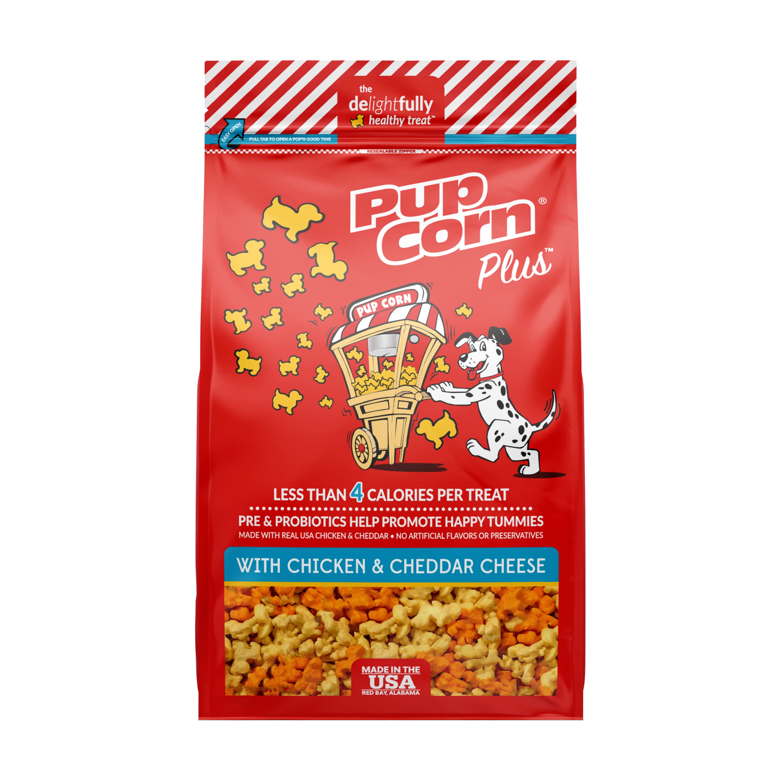 Pup Corn Plus - Puffed Dog Treats with Prebiotics and Probiotics - Chicken & Cheddar Cheese (24oz) - Made in USA