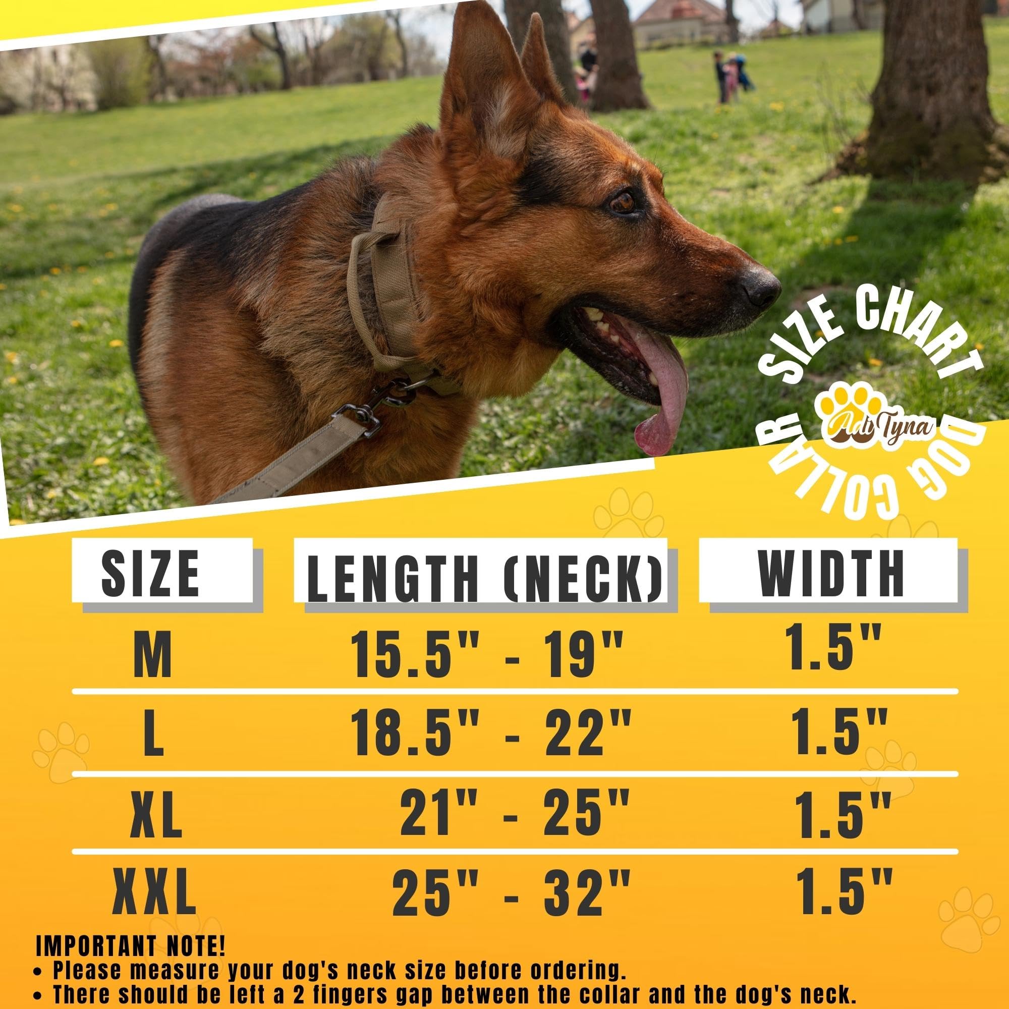 Adityna Tactical Dog Collar For Large Dogs - Soft Padded, Heavy Duty, Service, Adjustable Military K9 Green Collar With Handle F