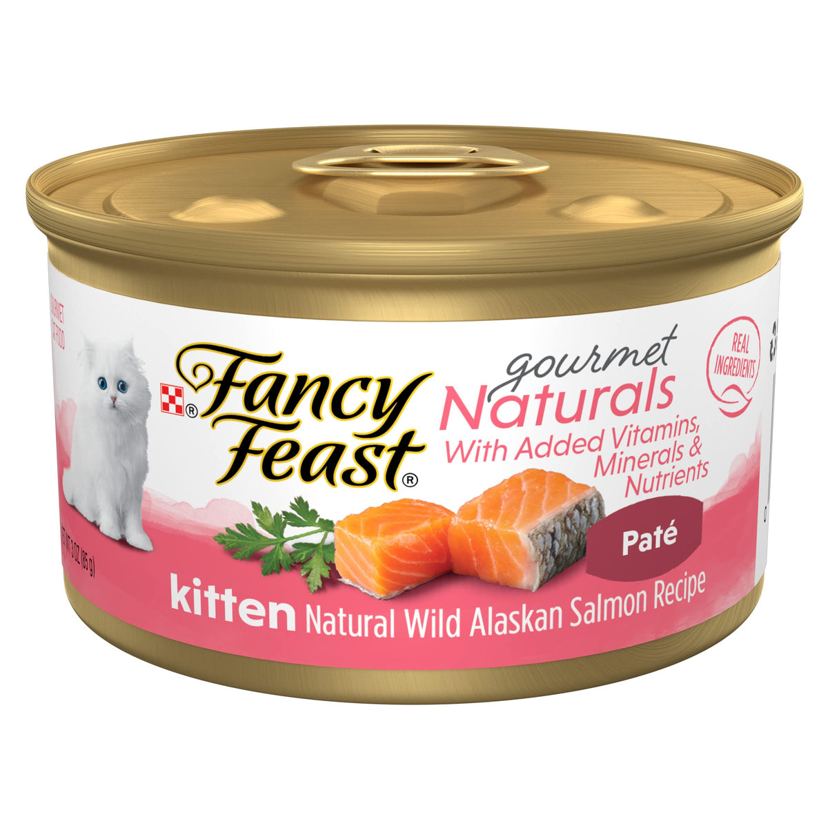 Purina Fancy Feast Grain Free Pate Wet Kitten Food Gourmet Naturals - (12) 3 Oz. Cans