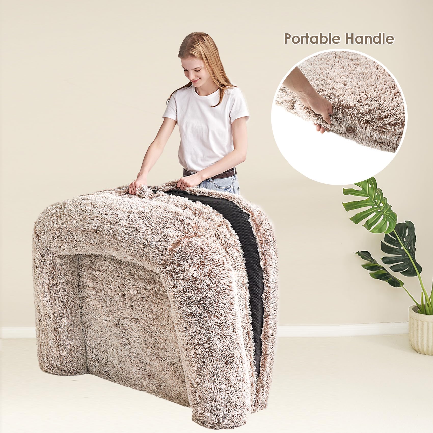 EHEYCIGA Foldable Human Dog Bed, 72x44x11 Orthopedic Memory Foam Human Sized Dog Bed, Waterproof Pet Bed for People, Faux Fur Pe