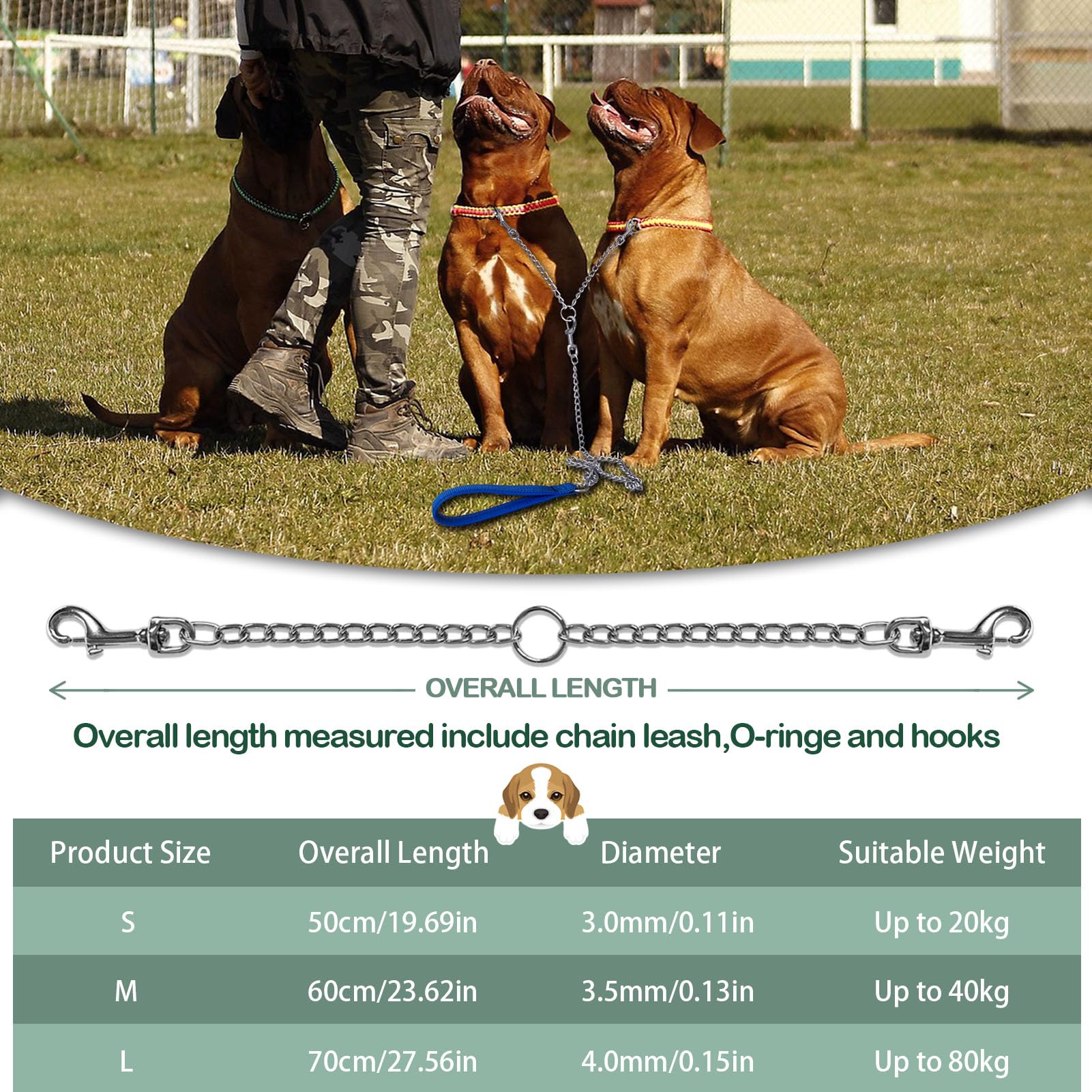 Mystercome Metal Double Dog Leash Chew Proof Chain Leash 2 Way No Tangle Coupler Anti Chew Dog Leash Extension Splitter Lead For
