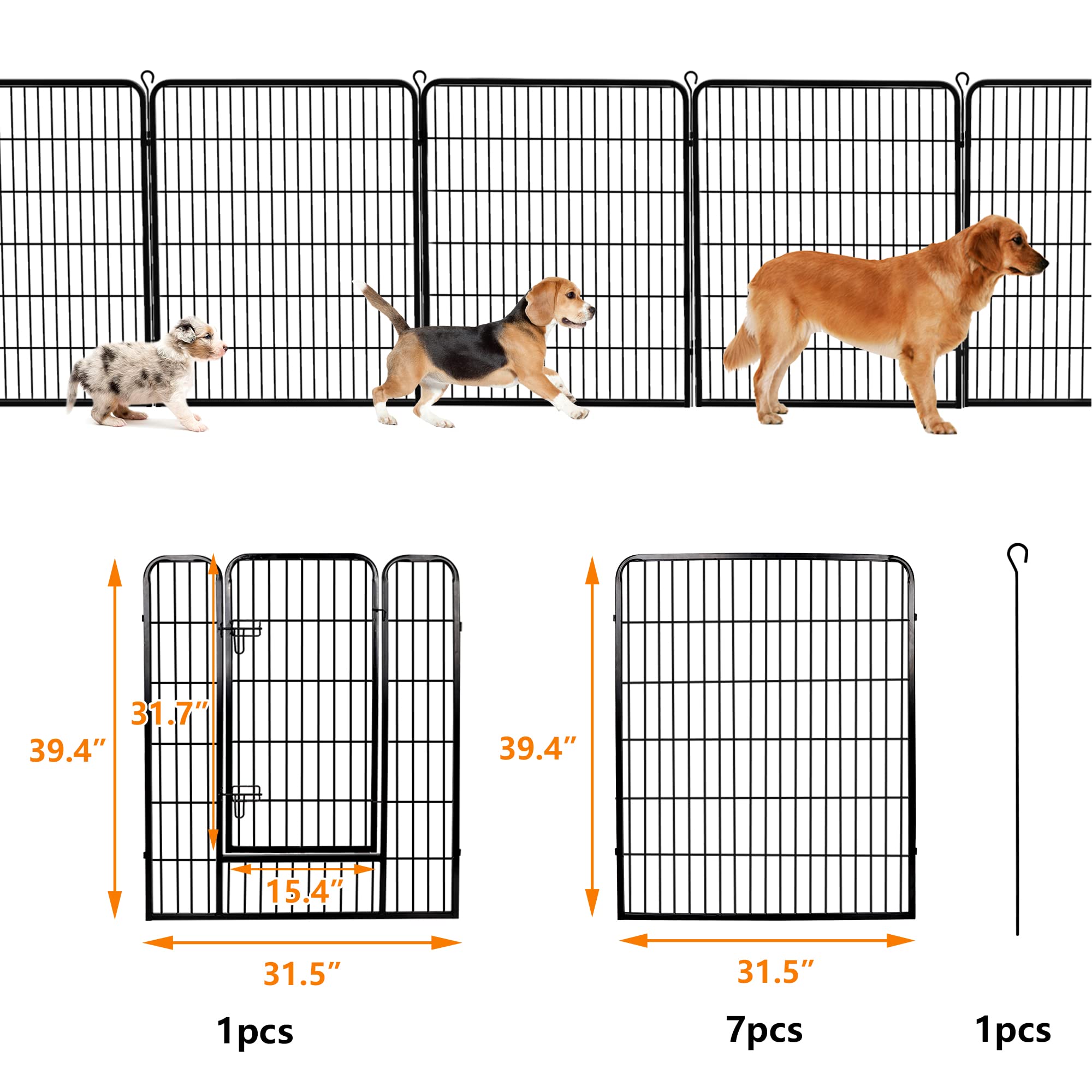 Nova Microdermabrasion 8-Panel Dog Playpen - 40 Height, Indoor/Outdoor, Small to Large Dogs, Puppy Kennel