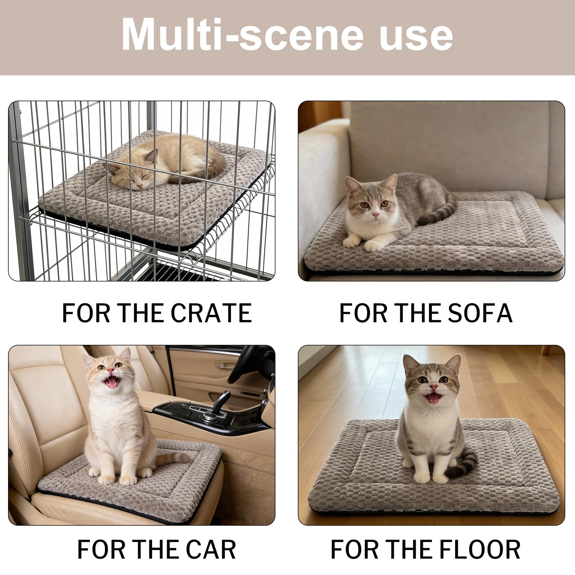 Dog Bed Mat - Soft & Comfortable Dog Kennel Pad for Crate - Durable Crate Bed & Mat for Dogs & Cats (Light Gray, XS(18*14*1.5))