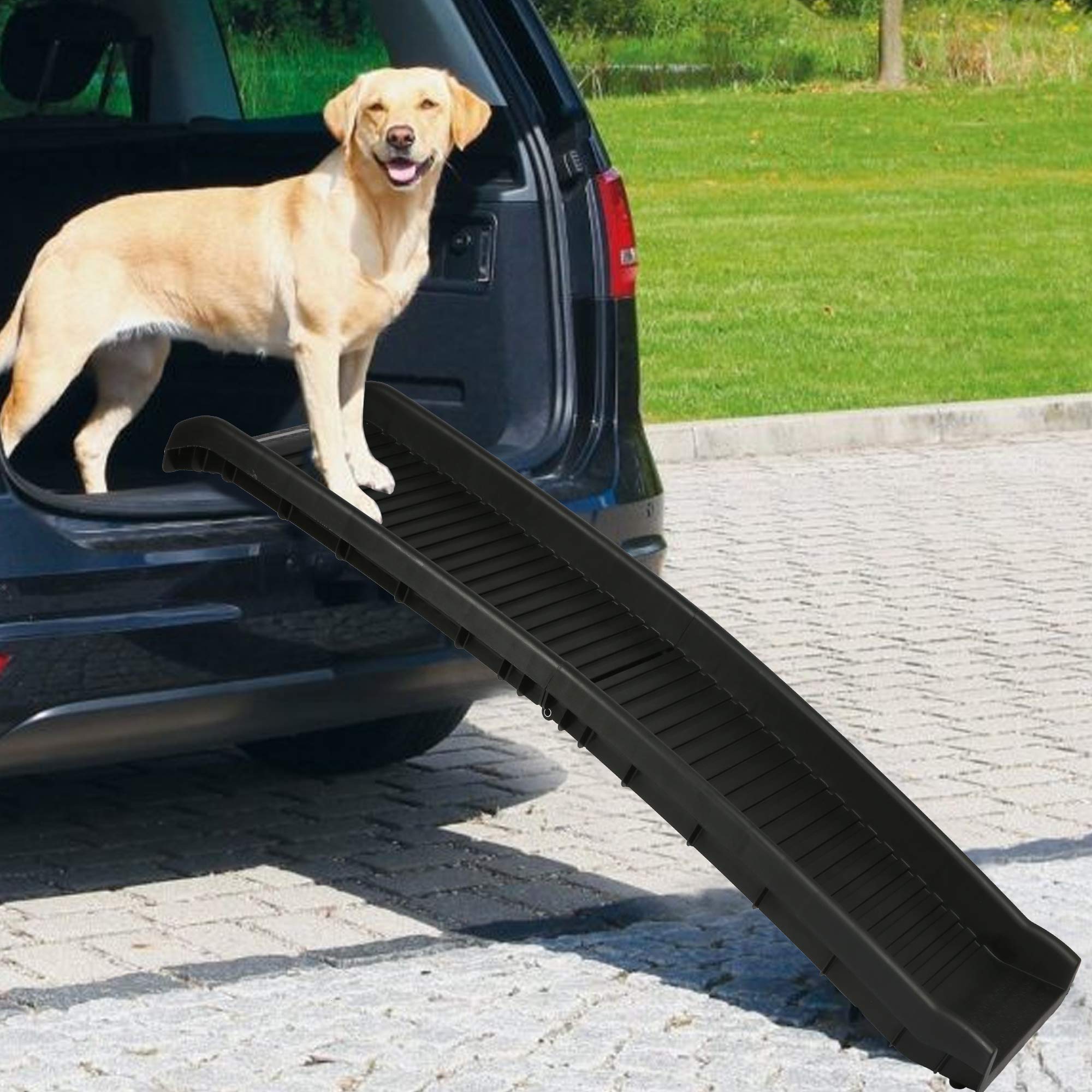 LONABR 60 Inches Dog Ramp Portable Folding Pet Ramp Non-Slip Heavy Duty Car Ramp for Cars, Trucks, SUV, Doorstep or Bed Supports