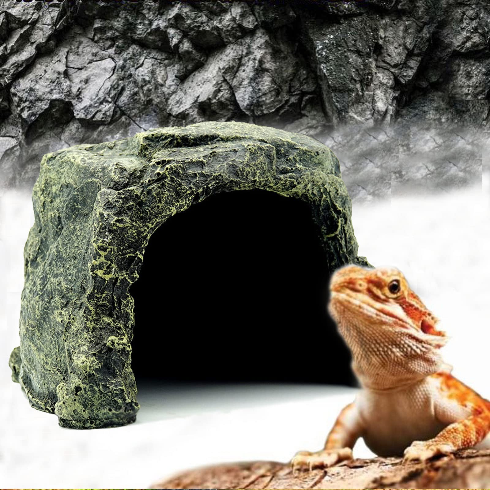 Besimple Aquarium Fish Hide Cave Decoration, Reptile Rock Hideouts Stone Cave Hide House Fish Tank Aquarium Accessories For Betta Shrimp Turtle Amphibians Small Lizards(Rock Hide Cave)