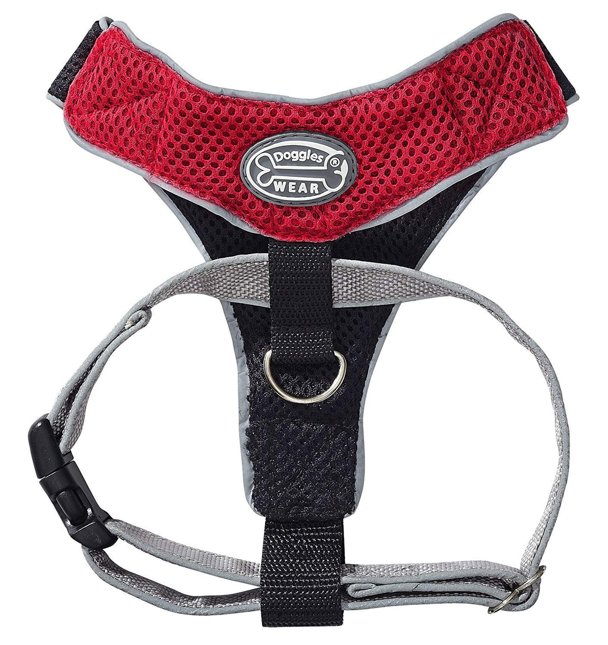 Doggles V Mesh Dog Harness, Red/Black, Medium