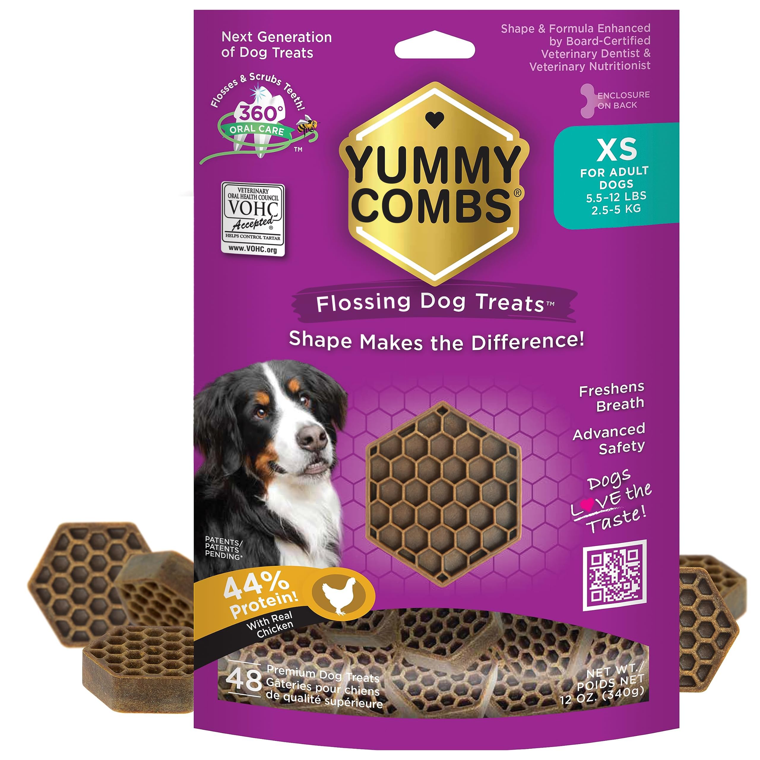 Yummy Combs - Dog Dental Treats | Removes Tartar - Vet VOHC Approved | A Yummy Treat for Teeth Cleaning - Chicken Protein