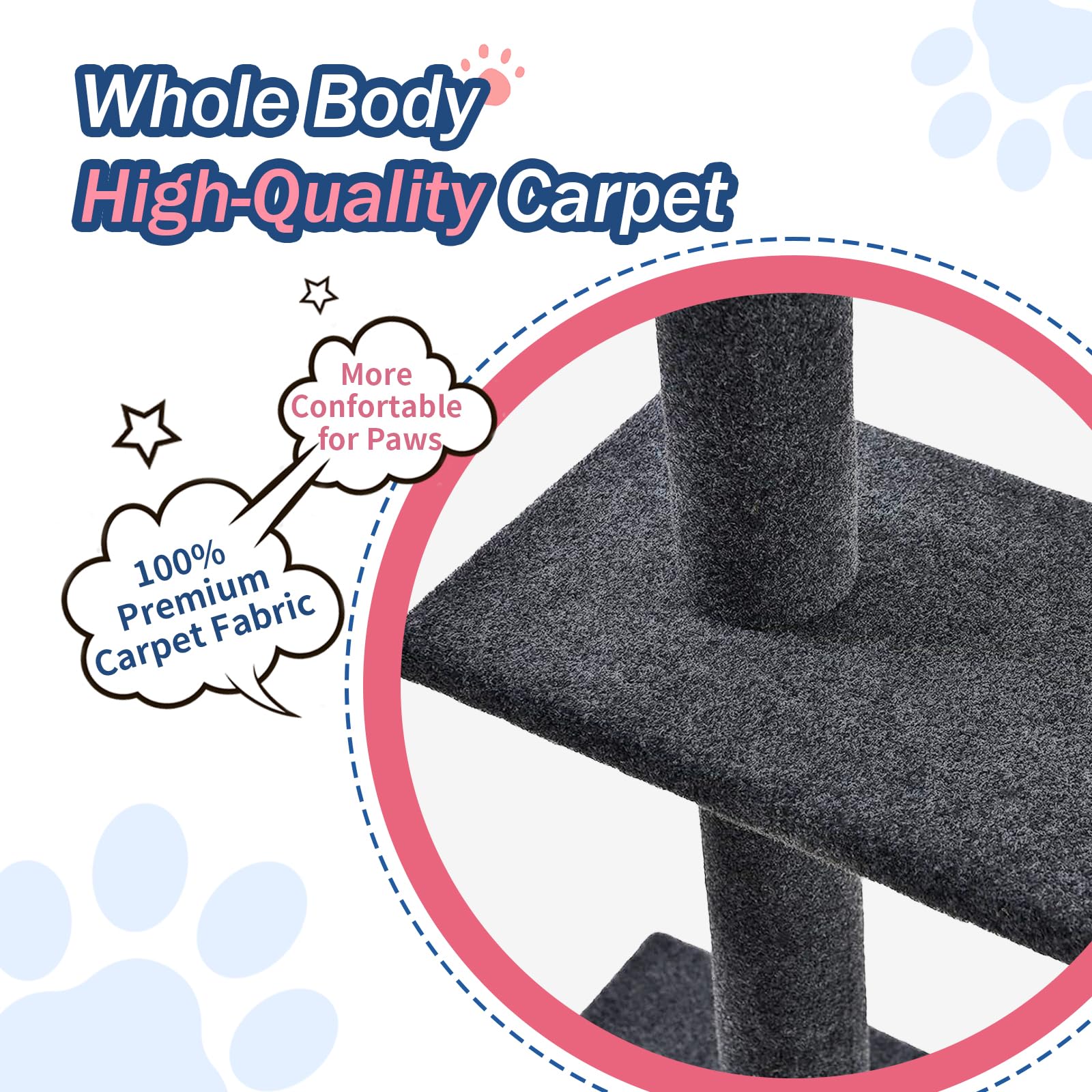 Cat Craft Cat Tree Floor to Ceiling 95-108 Tall Cat Tree Carpet Cat Tower Kitten Tree Sisal Scratching Post and Mat Cat Pole for