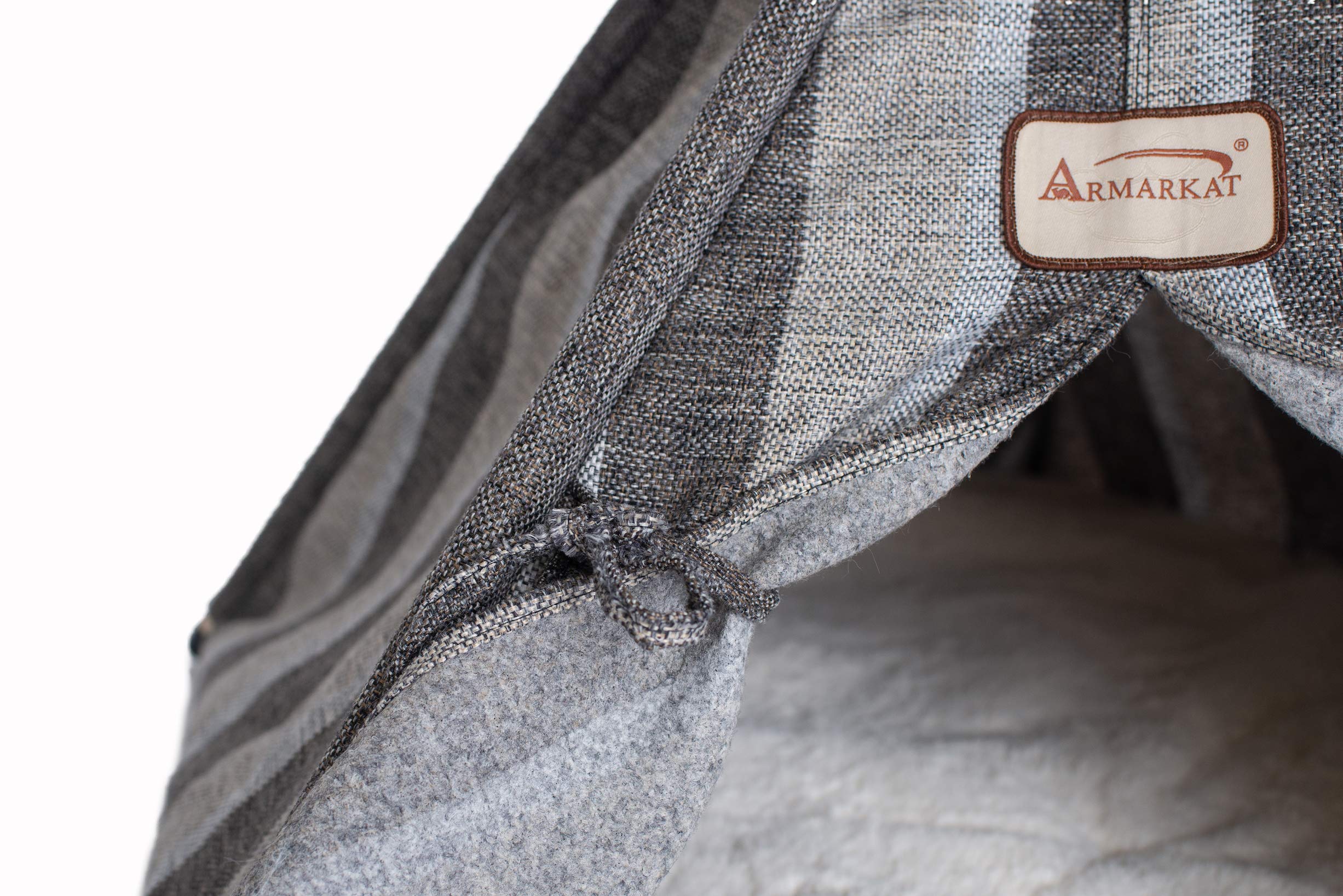 Armarkat Cat Bed Model C56HBS/SH, Teepee Style with Stripped Pattern, Gray 35 x 35 x 29