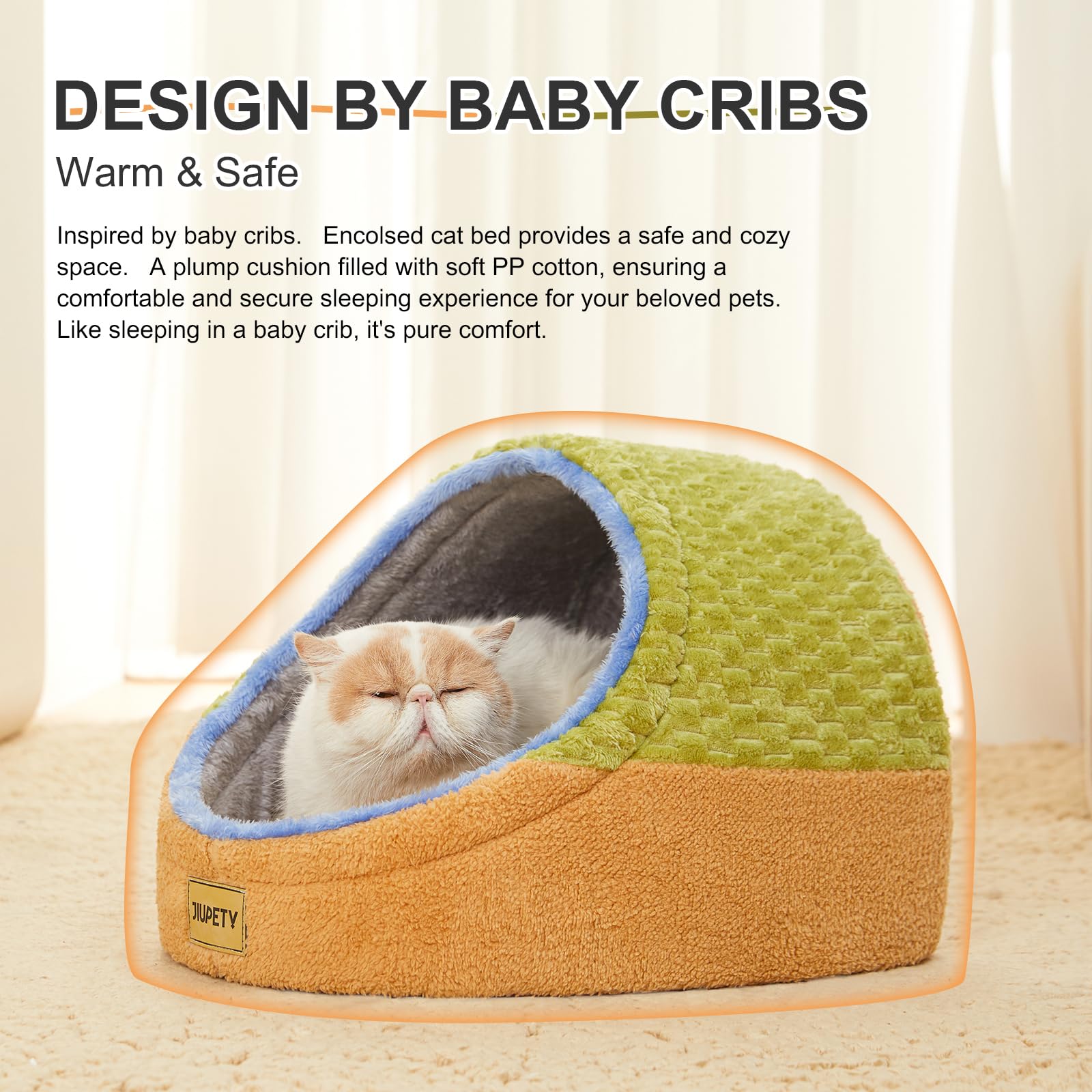 Jiupety Cute Cat Beds For Indoor Cats, Cave Bed For Kittens, Hideaway Cat House & Tent With Anti-Slip Bottom, Washable Removable