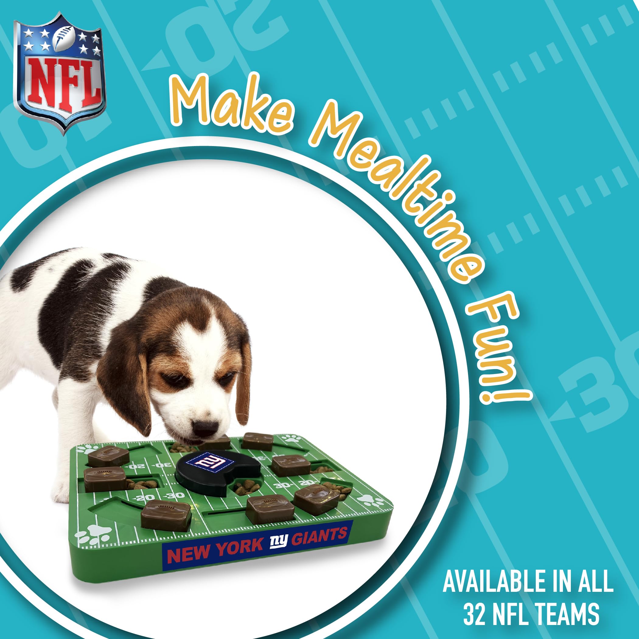 Pets First Nfl New York Giants Puzzle Toy - Interactive Dog Treat Puzzle