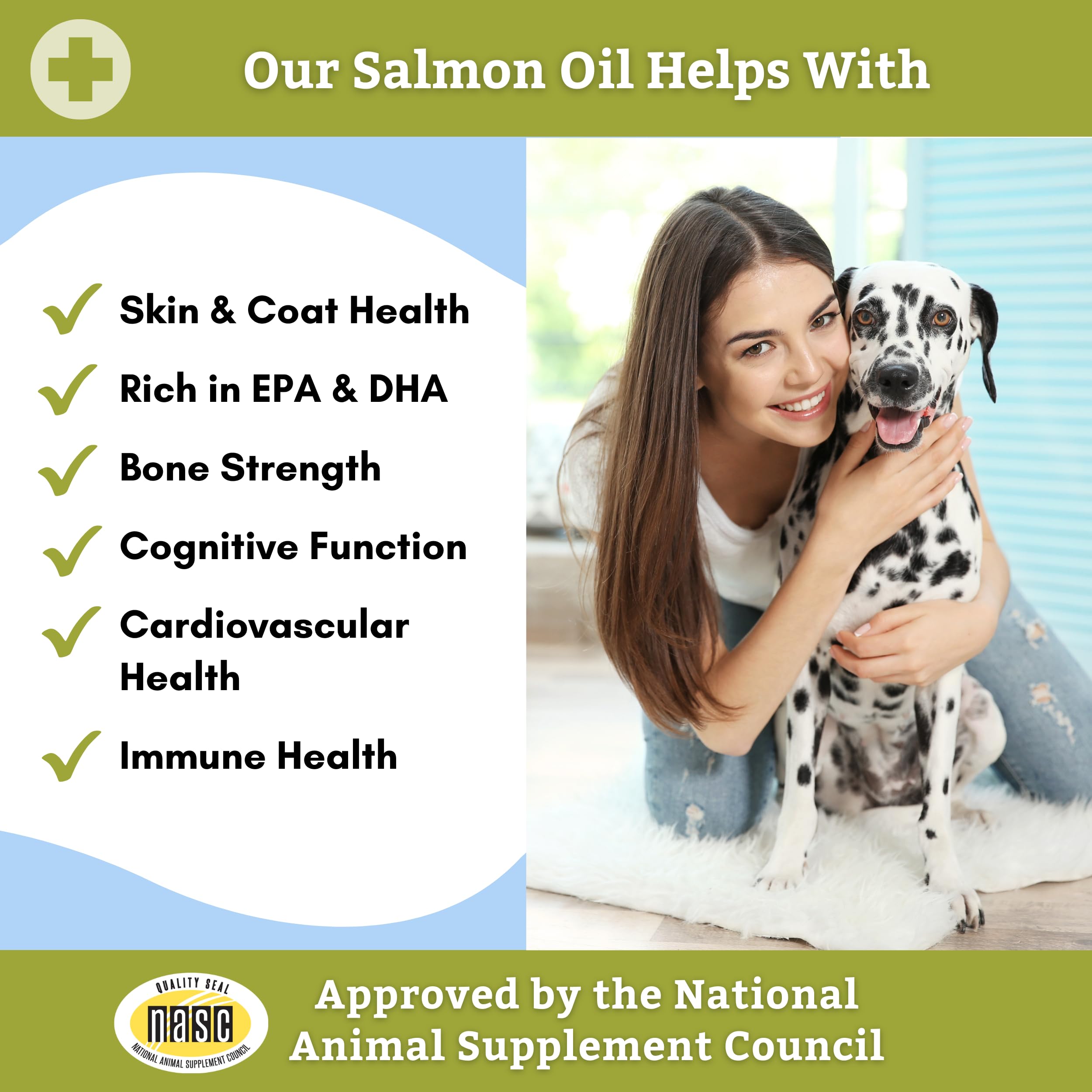 Wholistic Pet Organics Salmon Oil: Deep Sea Wild Alaskan Salmon Oil for Dogs - Omega 3 Dog Fish Oil with EPA and DHA for Skin, C