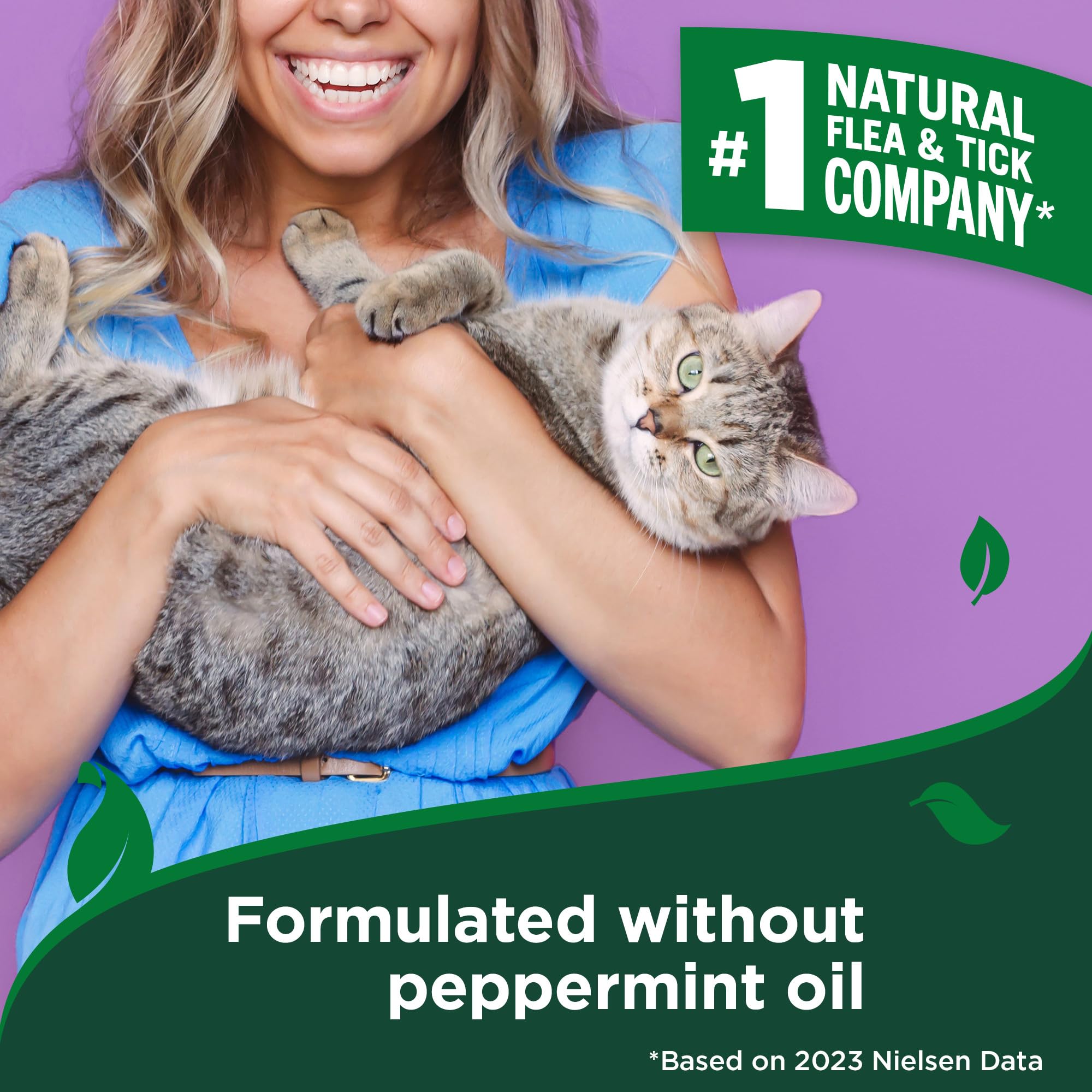 Vets Best Flea & Tick Waterless Bath for Cats - Cat Waterless Bath - Kills Fleas & Tick - Natural Flea and Tick Prevention - Ki