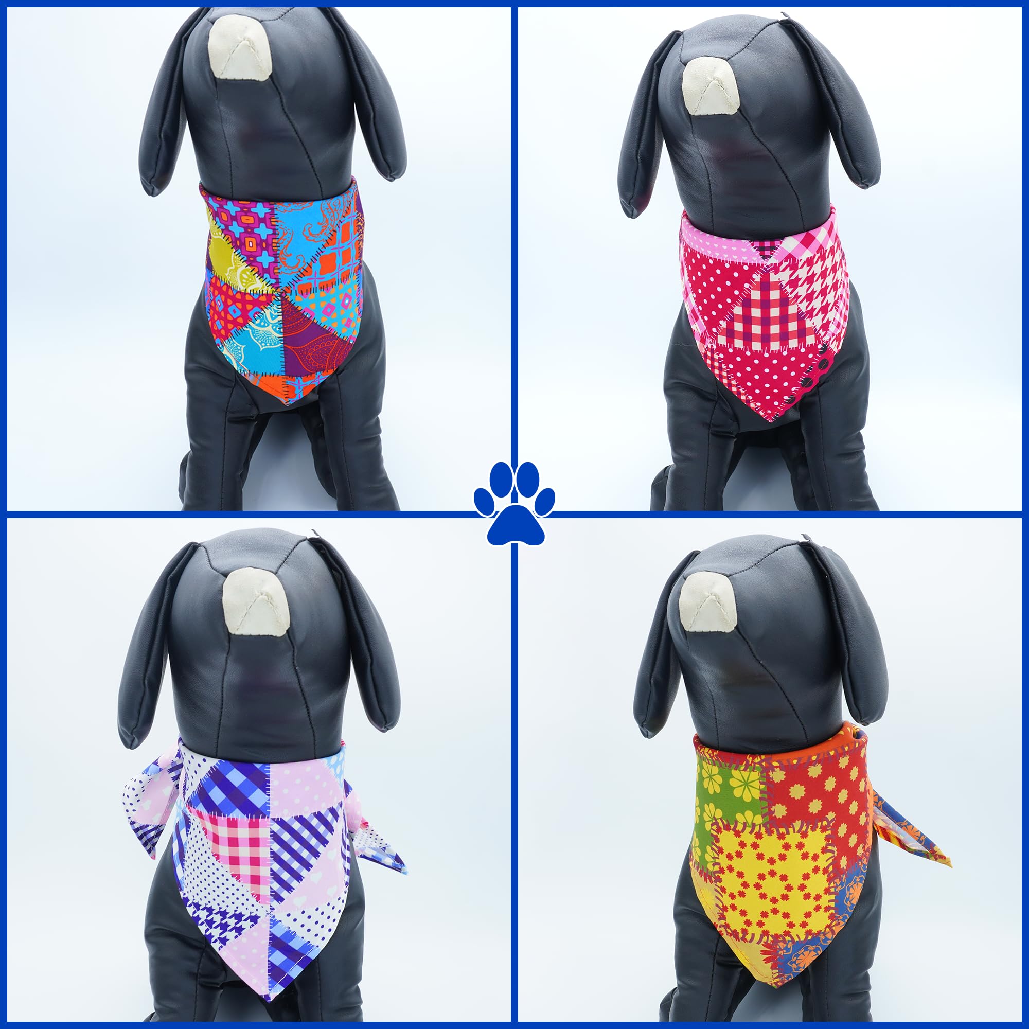 JpGdn 10pcs Dog Bandanas Patchwork for Large Extral Large XL XXL Breed Kerchief Triangle Bibs Scarves Pink Blue Yellow Red Girl