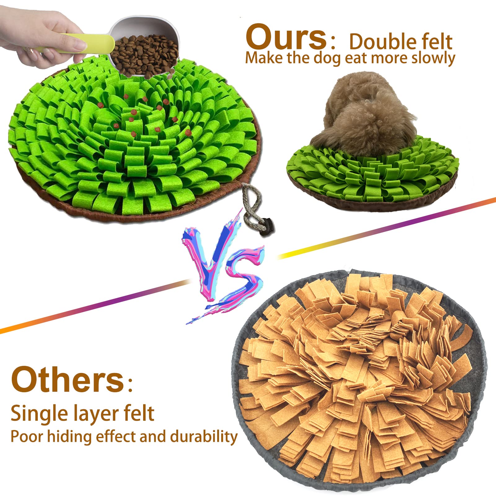 Pet Snuffle Mat For Dogs,Interactive Feed Puzzle For Boredom,Encourages Natural Foraging Skills For Cats Rabbits Dogs Bowl, Dog Treat Dispenser Indoor Outdoor Stress Relief,Travel Portable And Compact