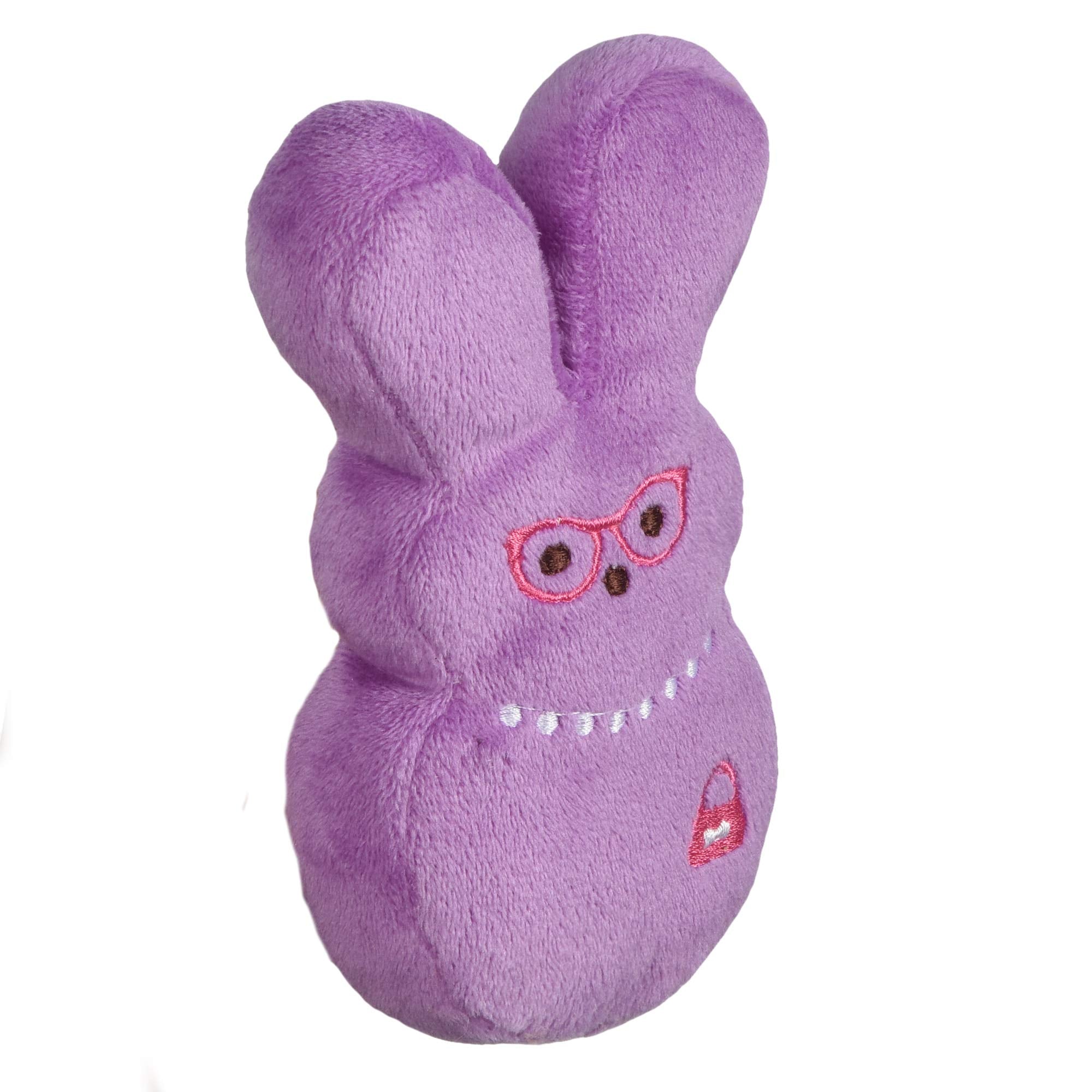 Peeps For Pets Bunny 12 Inch Purple Dress-Up Bunny Plush Dog Toy | Dog Chew Toy For All Dogs With Pearl Necklace | Large Dog Toy