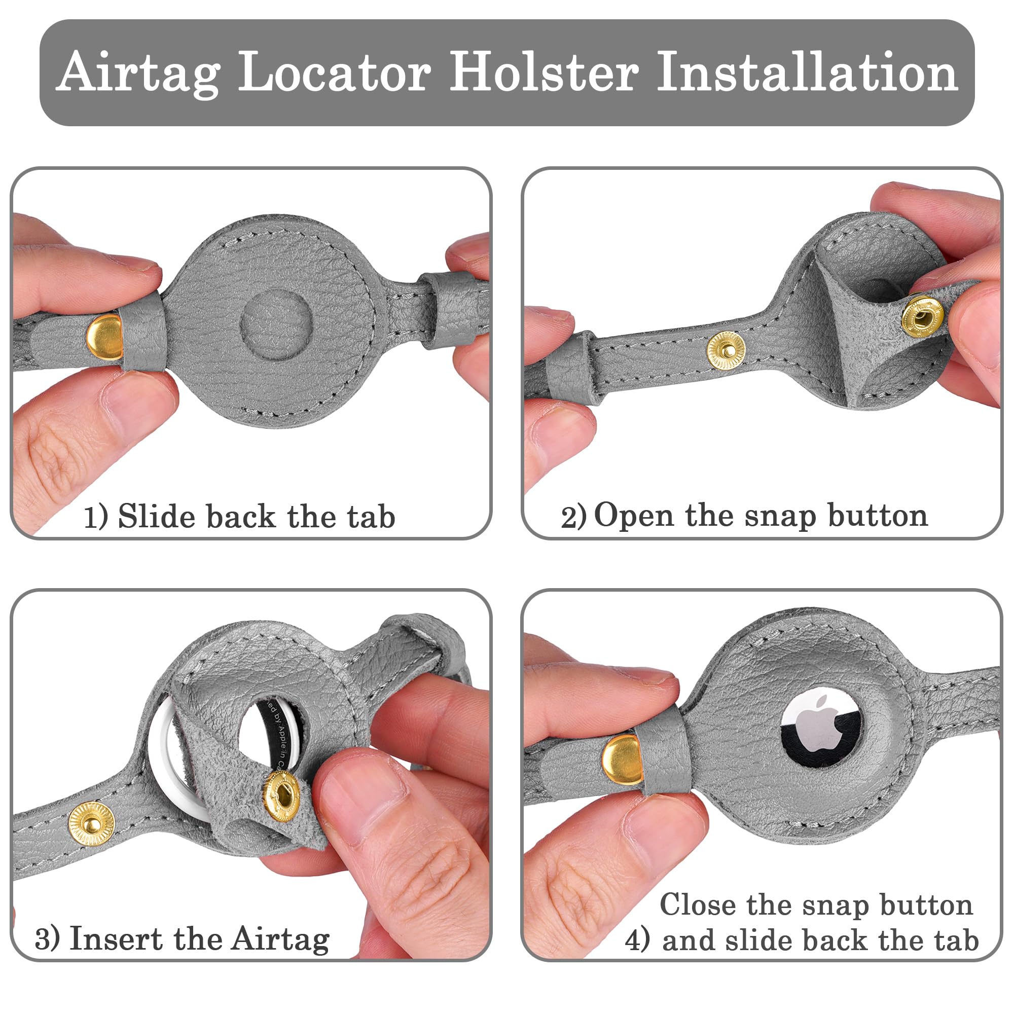 Oopsdoggy Leather Airtag Cat Collar With Bell - Non Breakaway Kitten Collar With Apple Air Tag Holder - Lightweight Gps Pet Coll